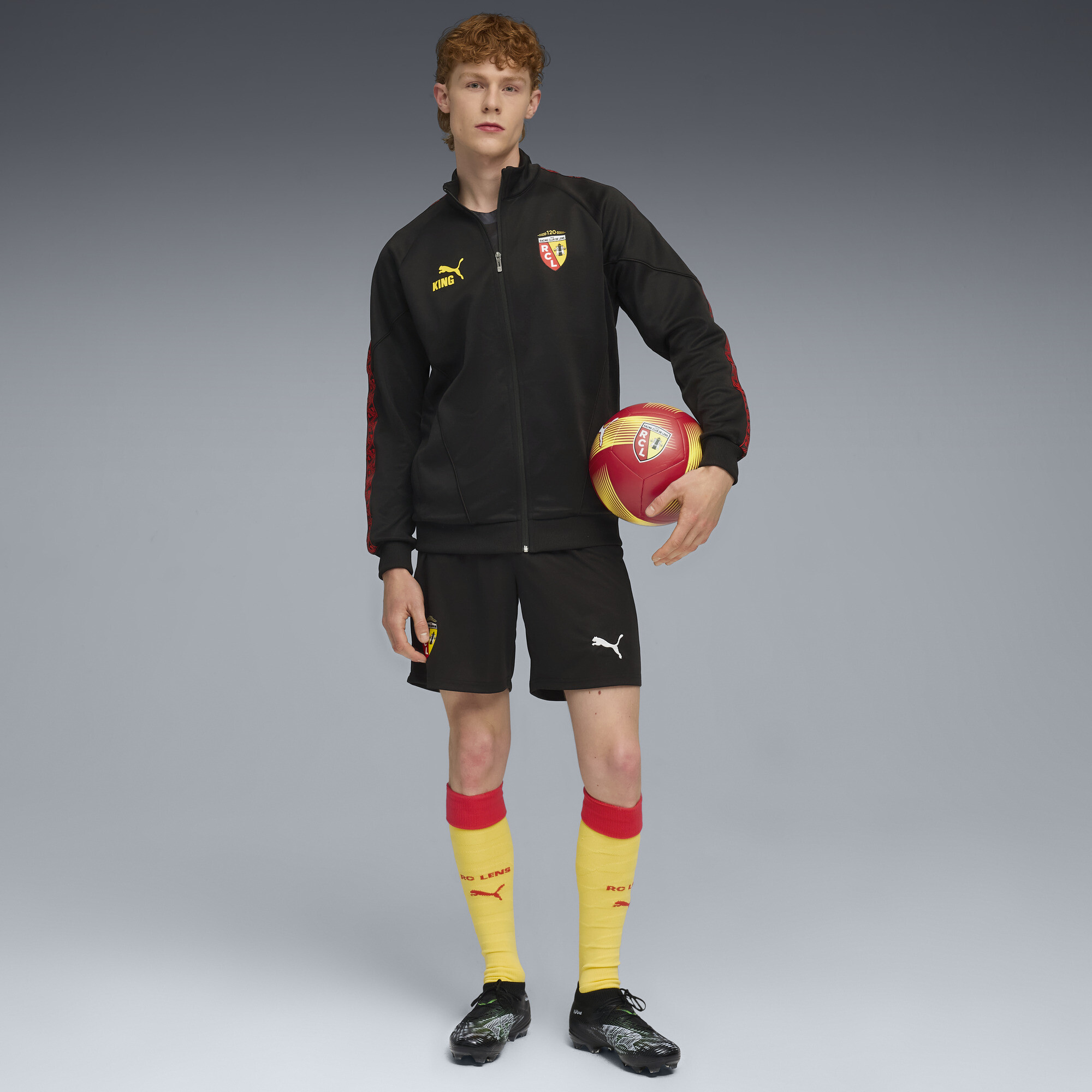 PUMA RC Lens KING Anthem jack voor Heren, Zwart/Geel, Maat M thumbnail 6