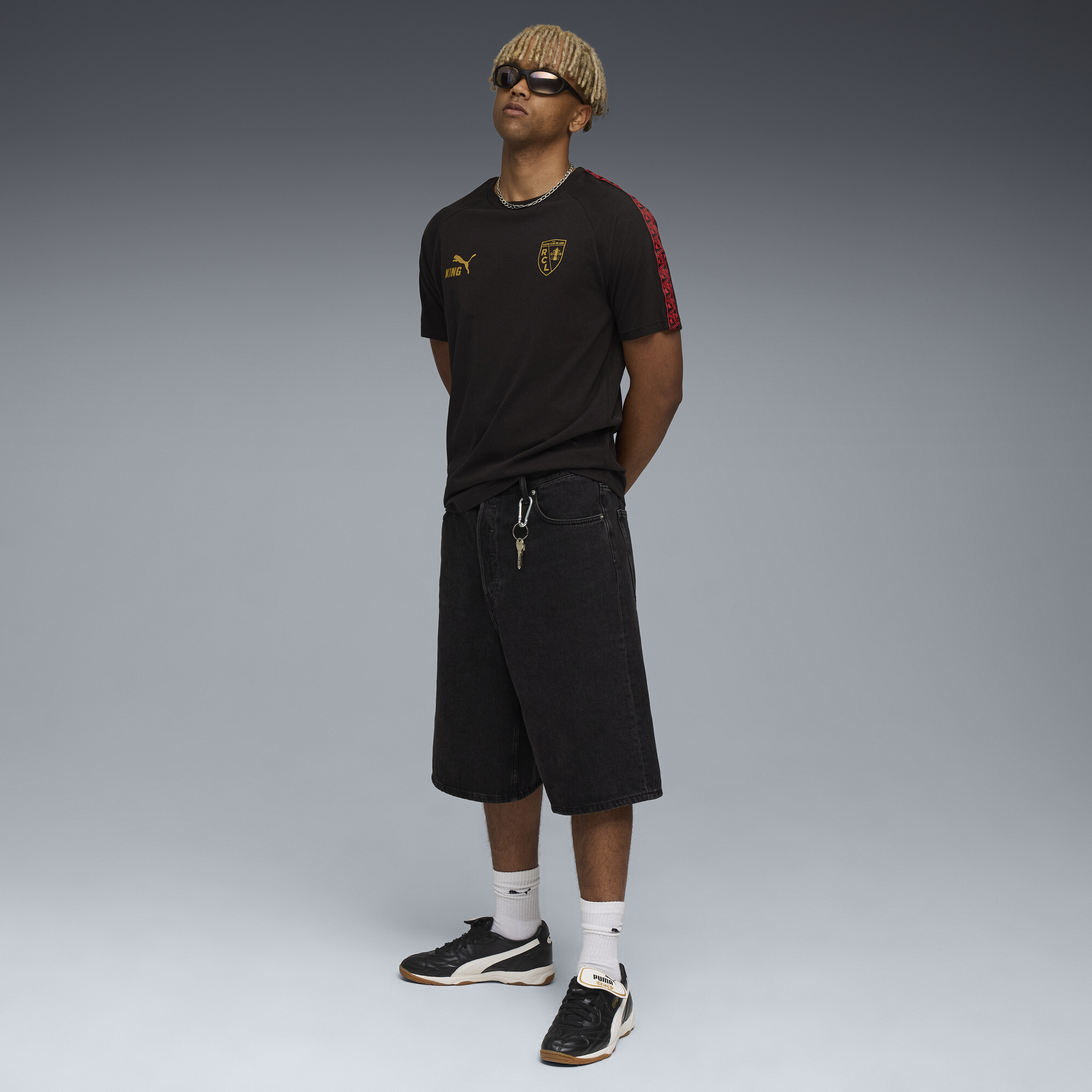 PUMA RC Lens KING T-shirt voor Heren, Zwart/Goud, Maat XS thumbnail 2