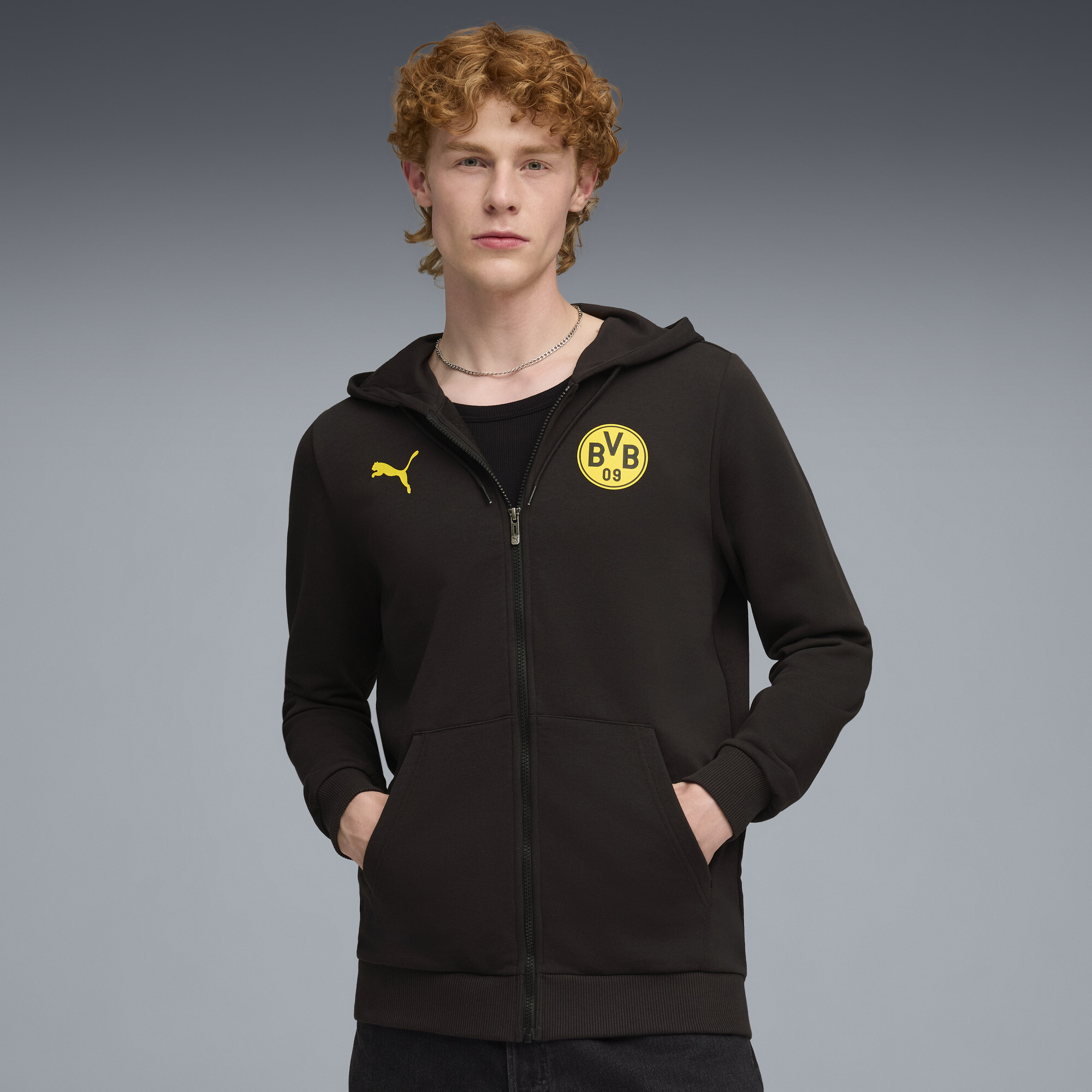 PUMA Borussia Dortmud FtblCulture jack met capuchon voor Heren, Zwart/Geel, Maat XL thumbnail 6