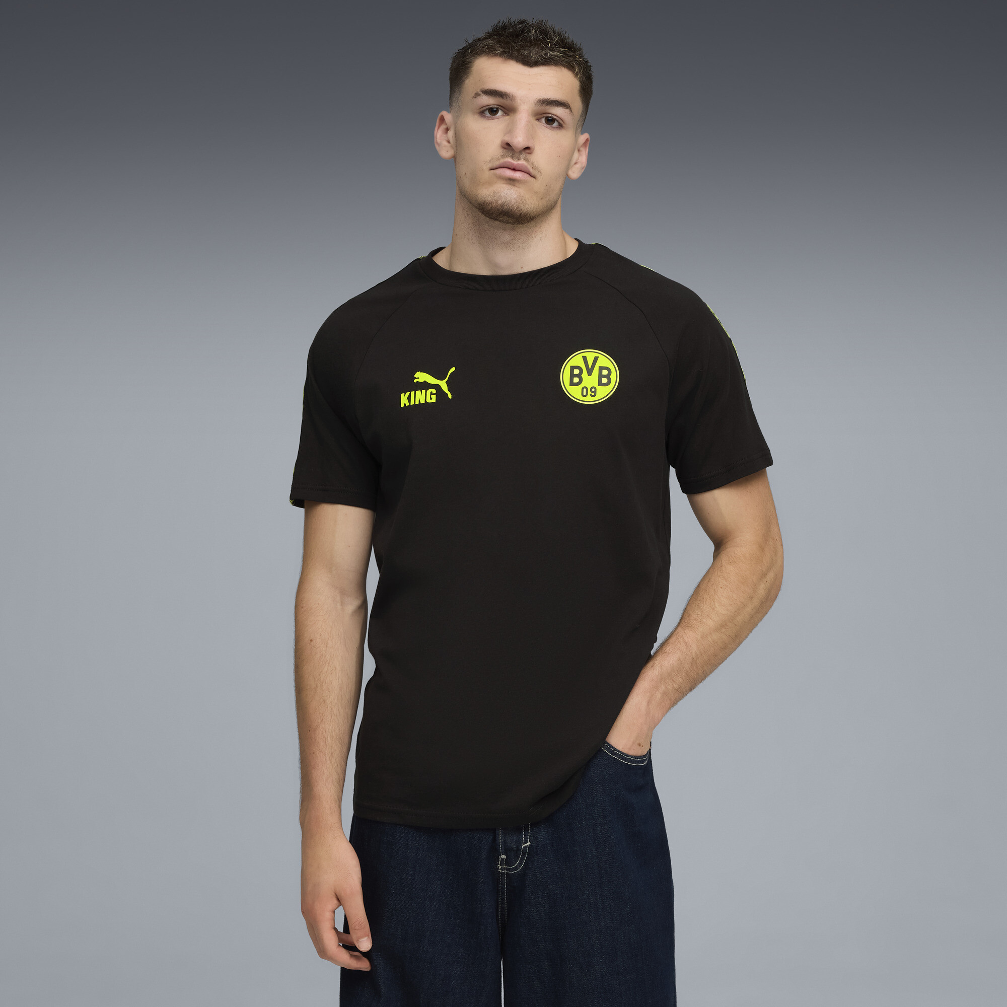 PUMA Borussia Dortmund KING T-shirt voor Heren, Zwart/Geel, Maat XS thumbnail 6