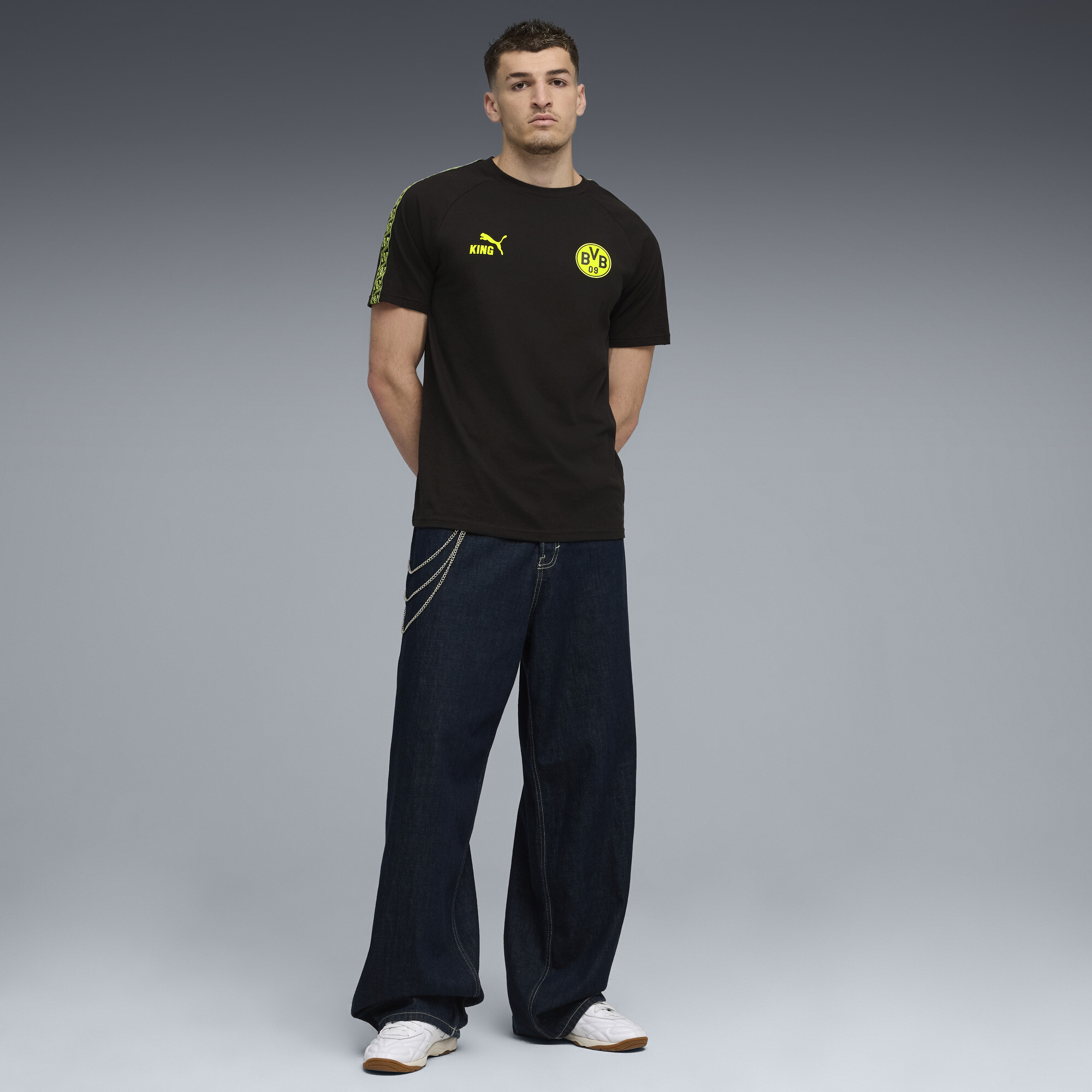 PUMA Borussia Dortmund KING T-shirt voor Heren, Zwart/Geel, Maat XS thumbnail 4