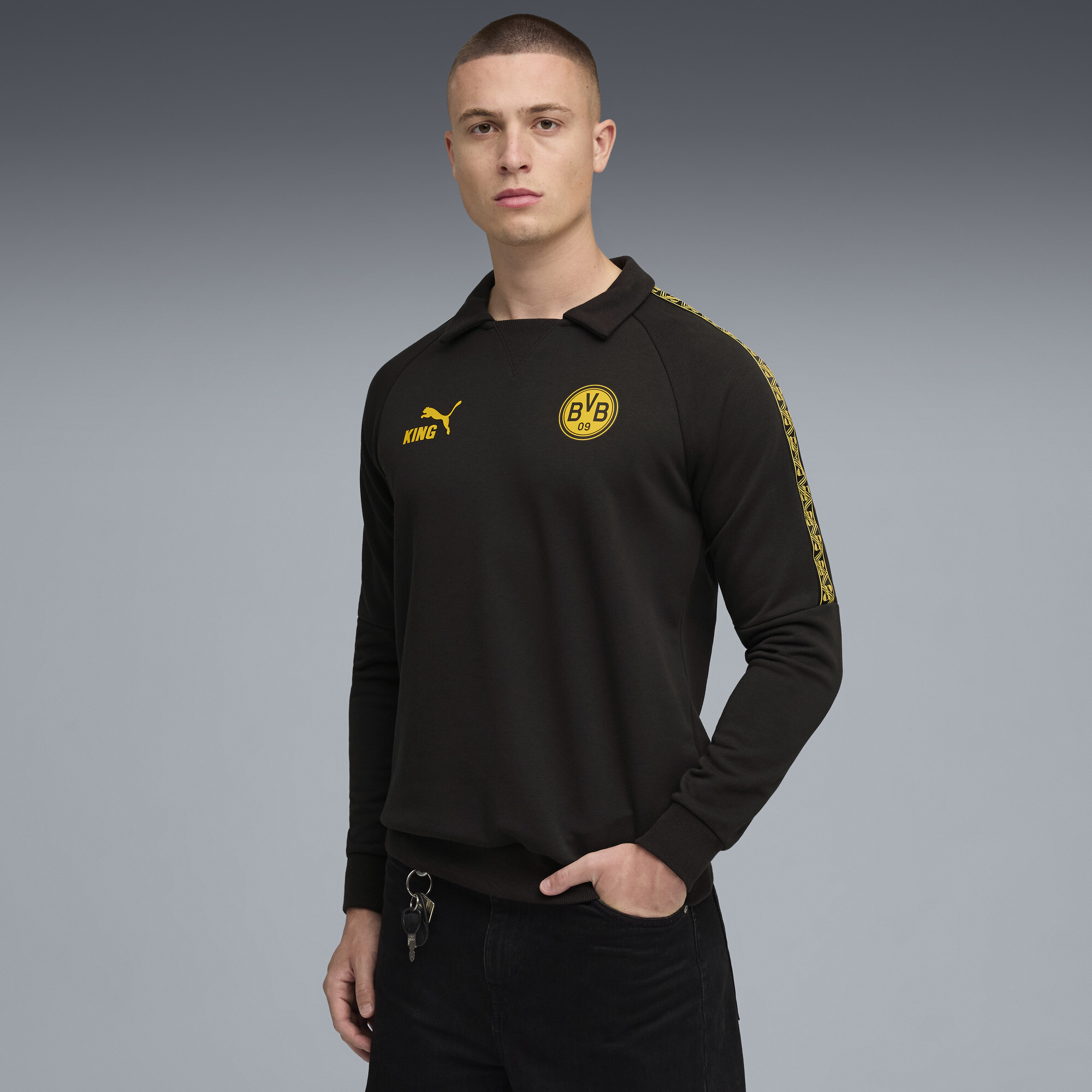 PUMA Borussia Dortmund KING Drill top voor Heren, Zwart/Geel, Maat XXL thumbnail 6
