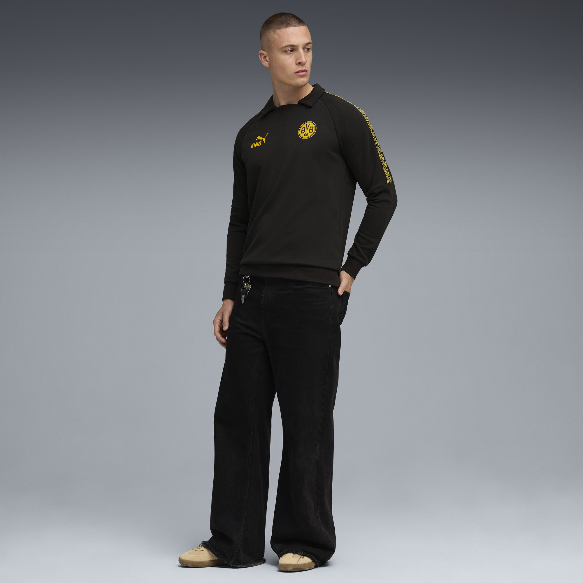 PUMA Borussia Dortmund KING Drill top voor Heren, Zwart/Geel, Maat XXL thumbnail 4