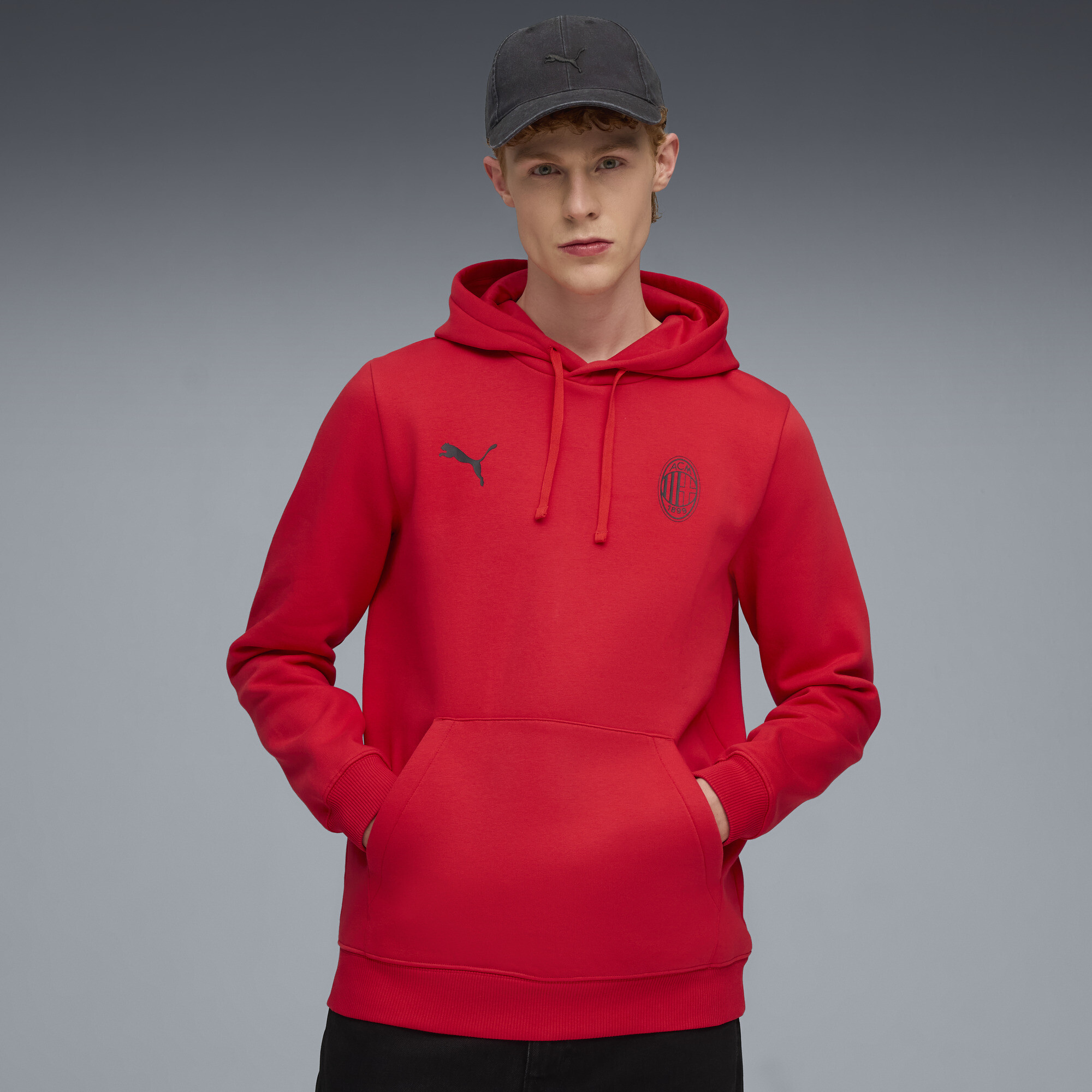 PUMA AC Milan FtblEssentials hoodie voor Heren, Zwart/Rood, Maat S thumbnail 6