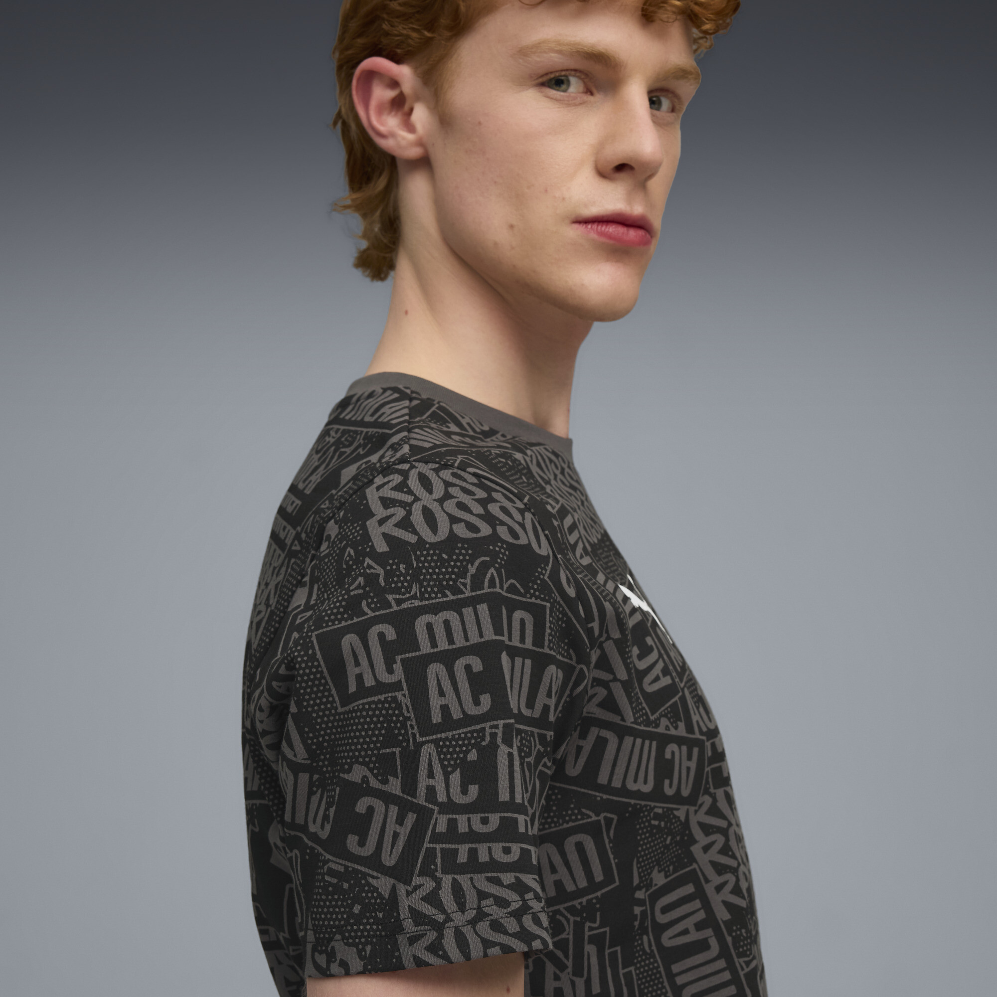 PUMA AC Milan FtblCulture T-shirt met all-over-print voor Heren, Zwart/Rood, Maat XXL thumbnail 5