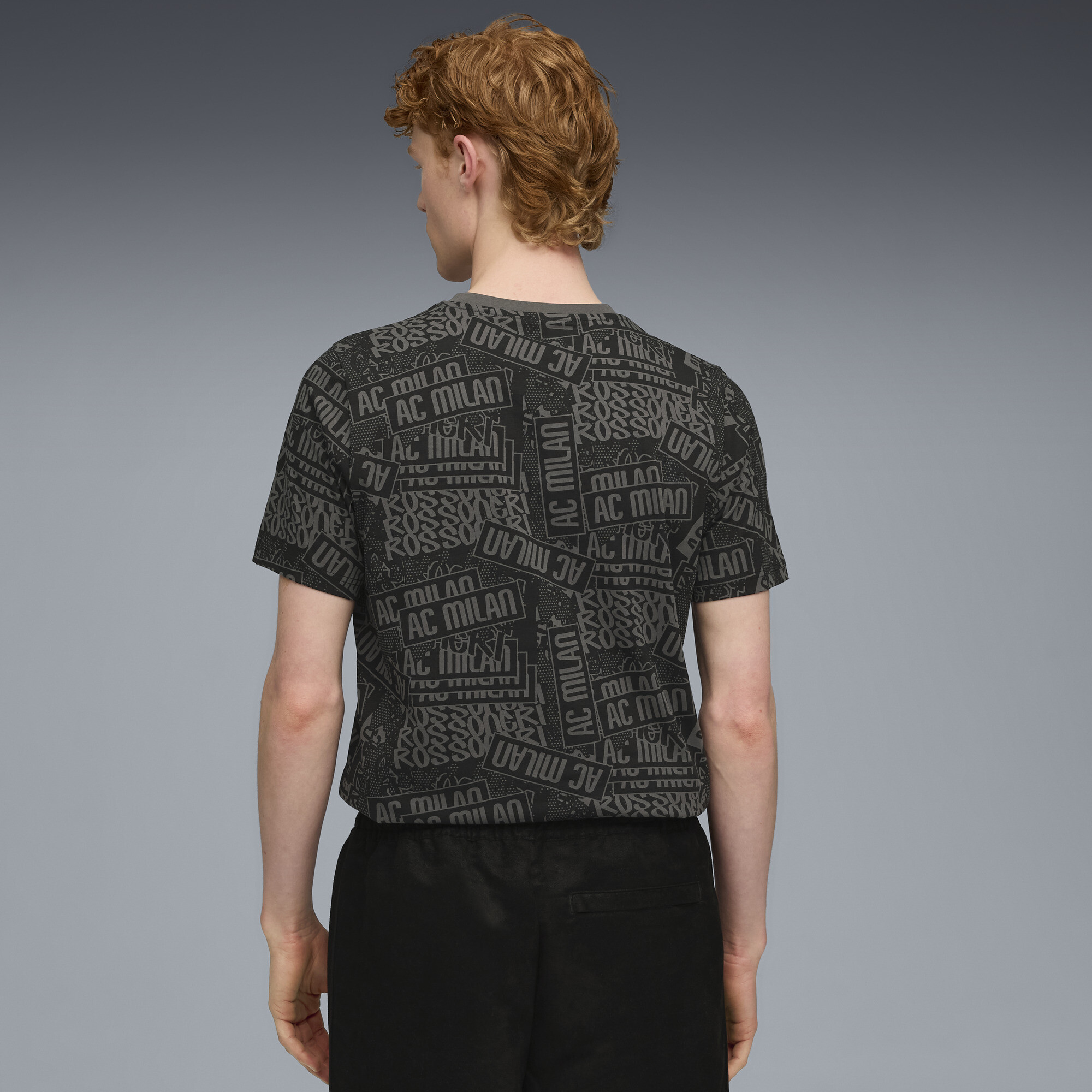 PUMA AC Milan FtblCulture T-shirt met all-over-print voor Heren, Zwart/Rood, Maat XXL thumbnail 3