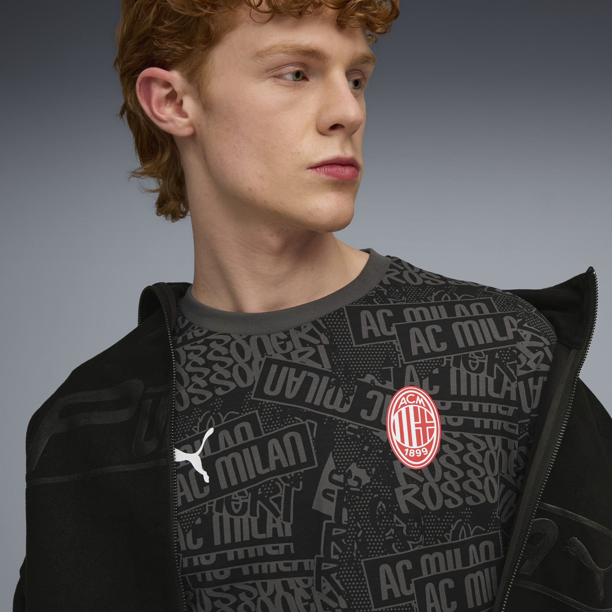 PUMA AC Milan FtblCulture T-shirt met all-over-print voor Heren, Zwart/Rood, Maat XXL thumbnail 2