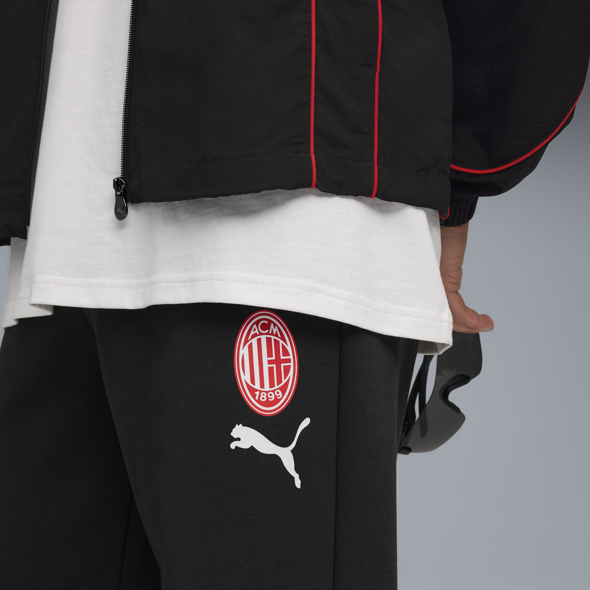 PUMA AC Milan FtblCulture joggingbroek voor Heren, Zwart/Rood, Maat XL thumbnail 5