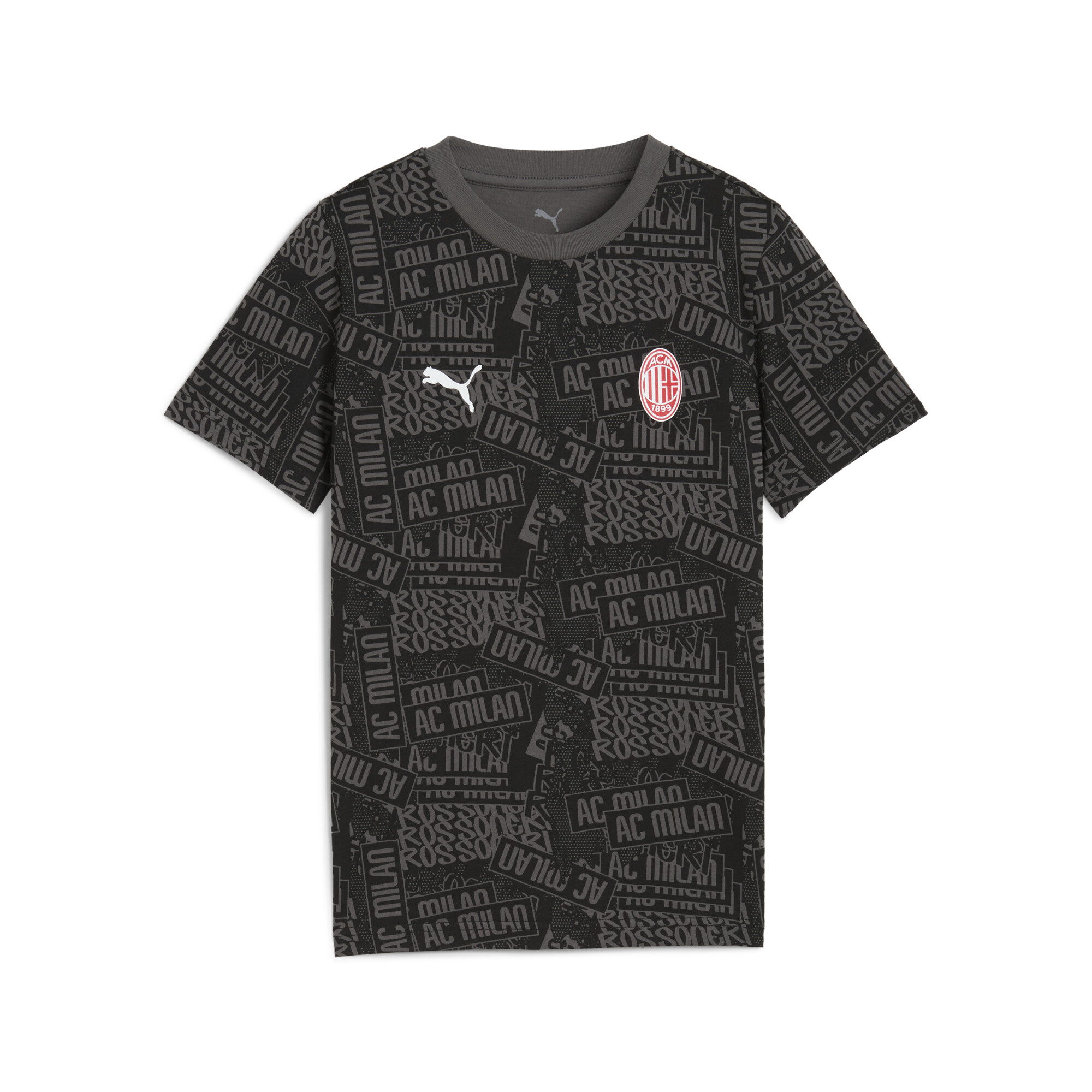 PUMA AC Milan FtblCulture T-shirt met all-over-print, Zwart/Rood, Maat 15-16Y thumbnail 3