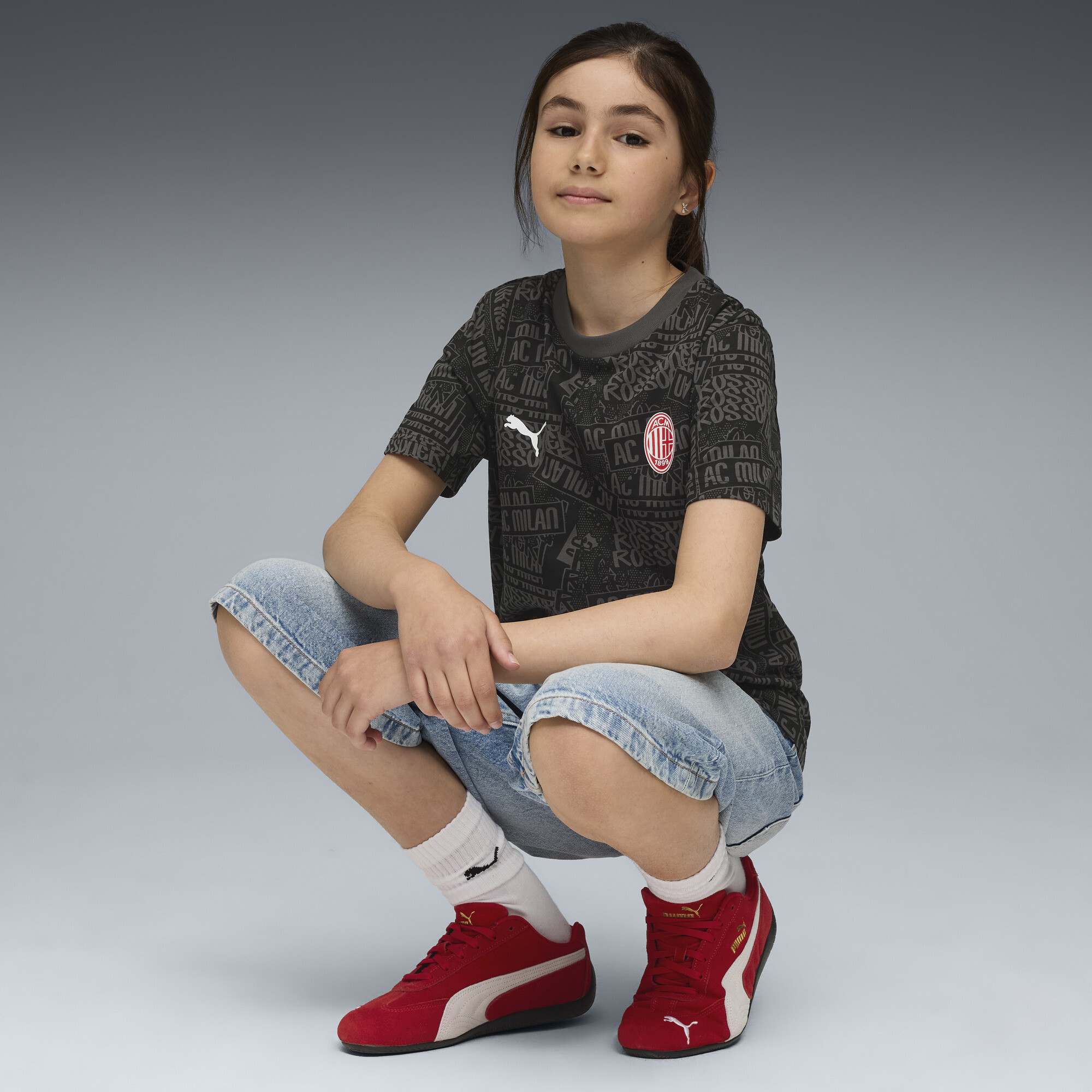 PUMA AC Milan FtblCulture T-shirt met all-over-print, Zwart/Rood, Maat 15-16Y thumbnail 5