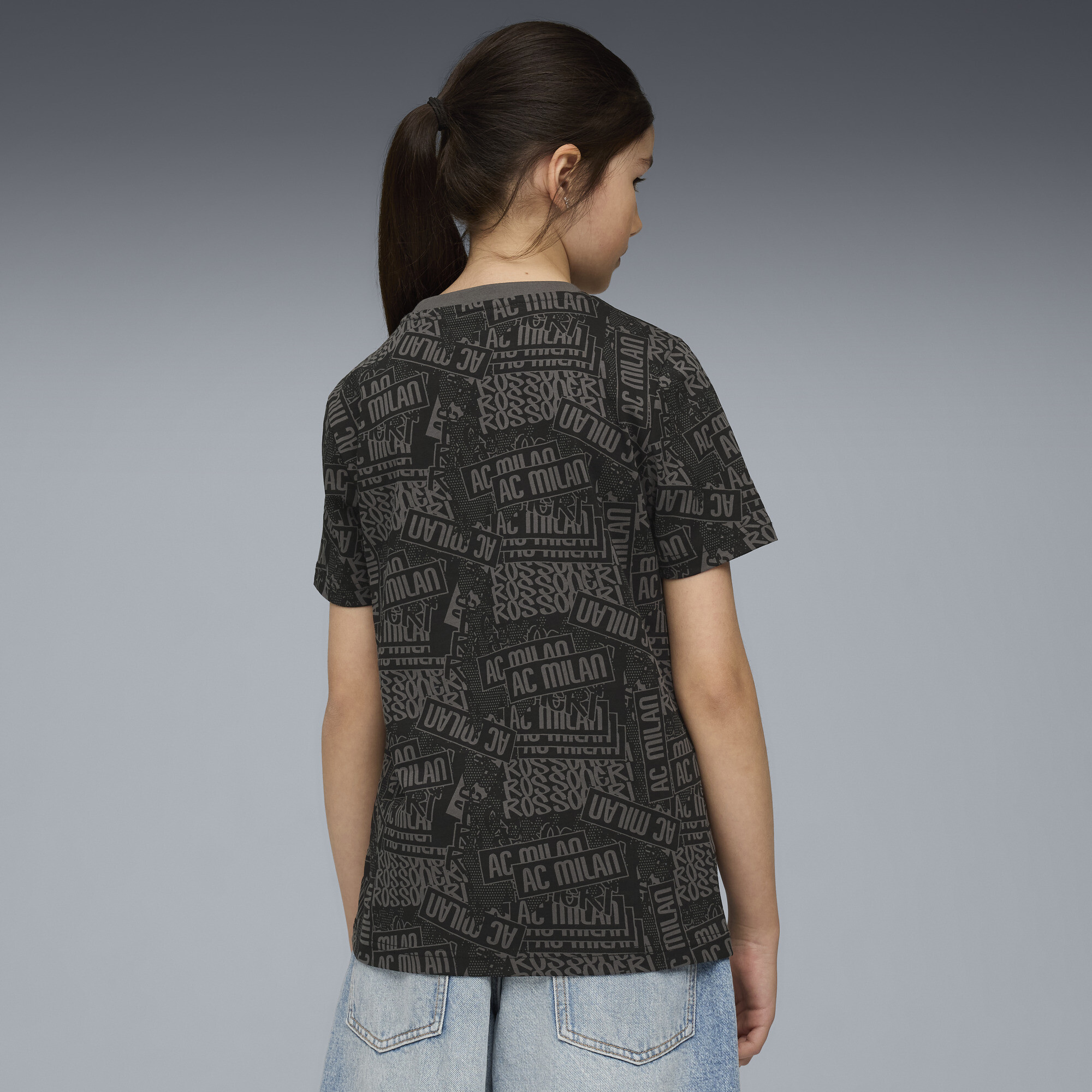 PUMA AC Milan FtblCulture T-shirt met all-over-print, Zwart/Rood, Maat 15-16Y thumbnail 4