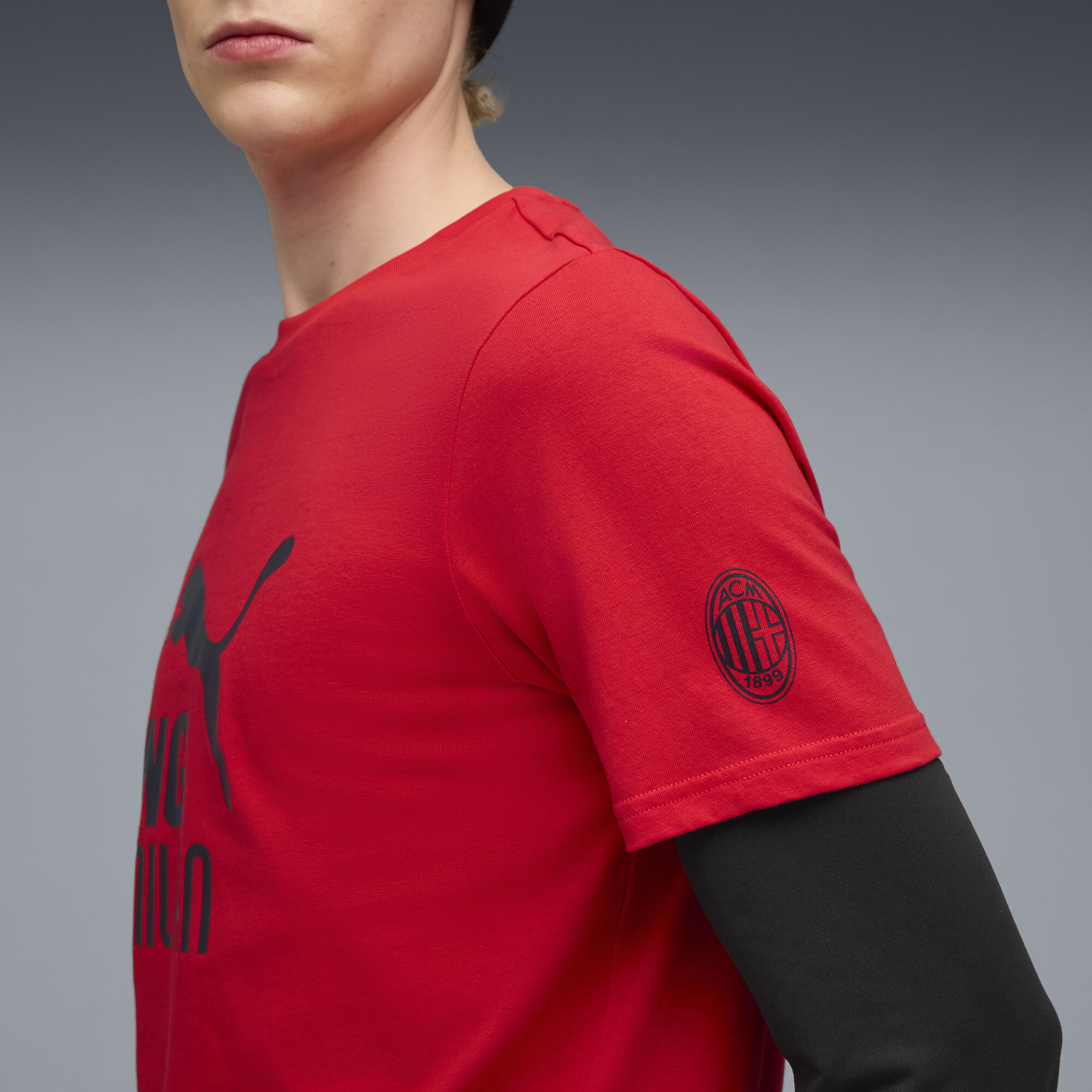 PUMA AC Milan KING T-shirt met logo voor Heren, Zwart/Rood, Maat XXL thumbnail 5