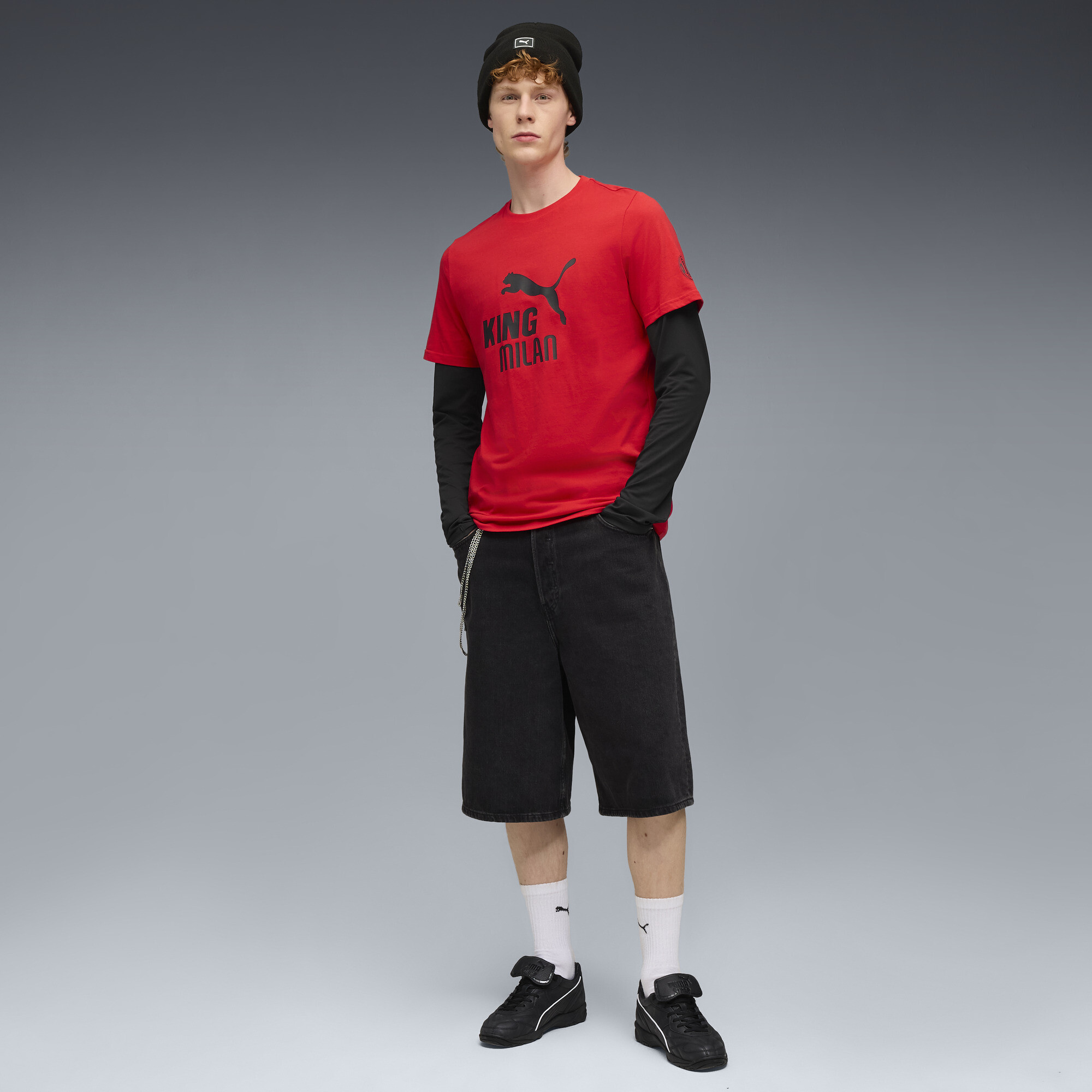 PUMA AC Milan KING T-shirt met logo voor Heren, Zwart/Rood, Maat XXL thumbnail 4