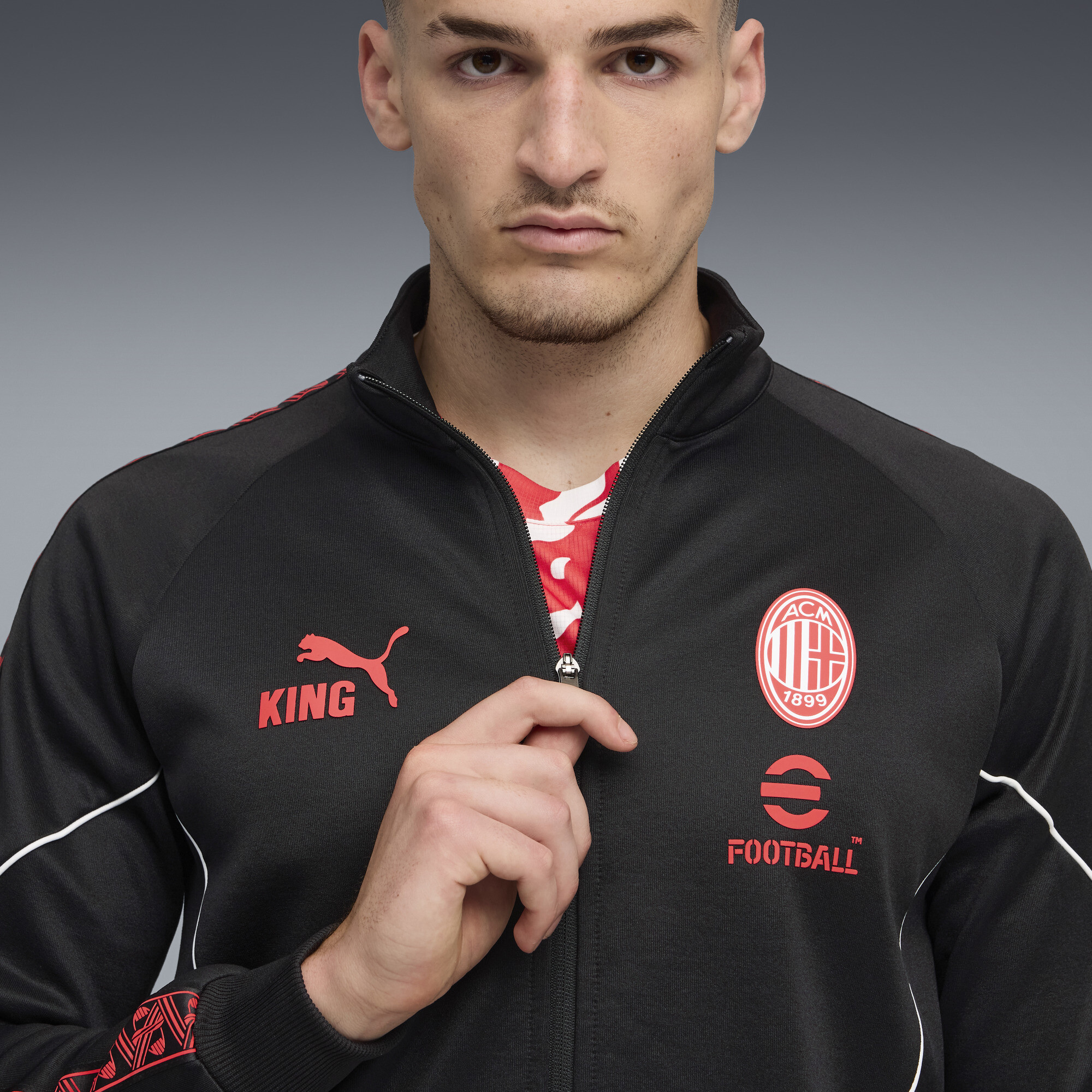 PUMA AC Milan KING Anthem jack voor Heren, Zwart/Rood, Maat XXL thumbnail 7