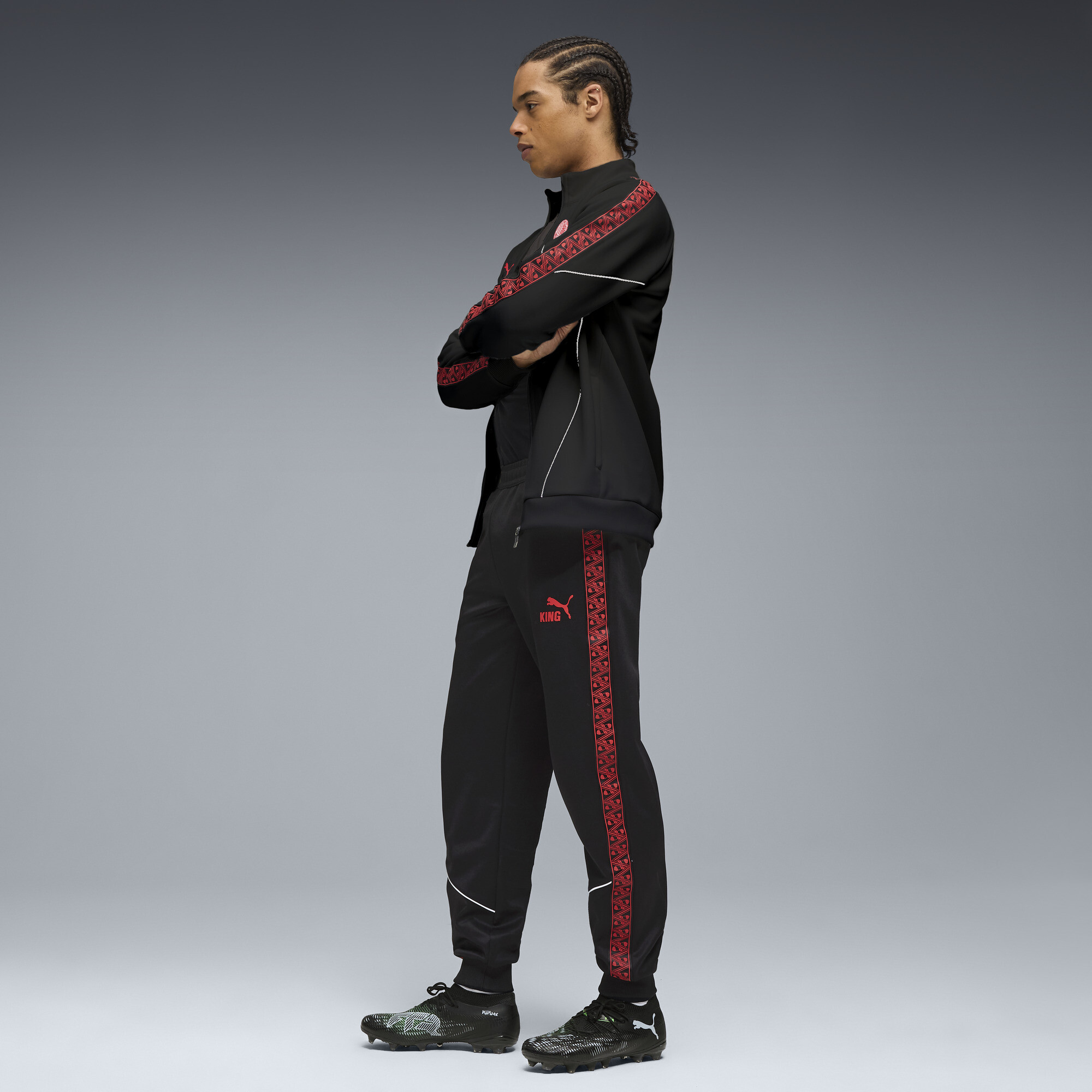 PUMA AC Milan KING Anthem broek voor Heren, Zwart/Rood, Maat S thumbnail 4