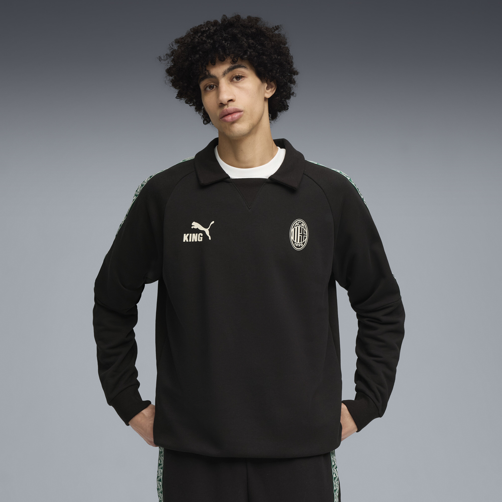 PUMA AC Milan KING Drill top voor Heren, Zwart, Maat XS thumbnail 6