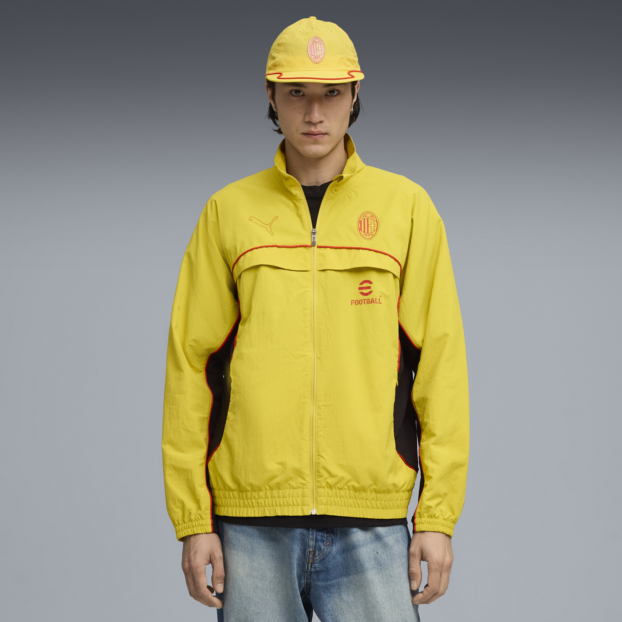 PUMA AC Milan Men's Soccer Jacket in Yellow, Size XXL