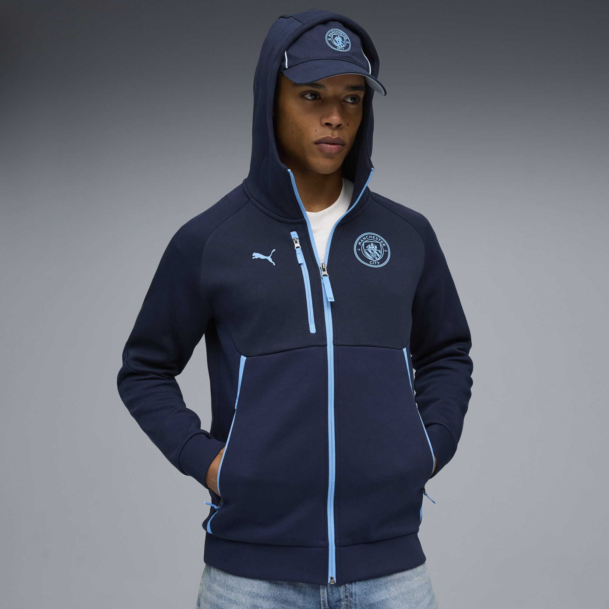 Кофта Manchester City PUMATECH Full-Zip Hoodie Men | Колір: Синій