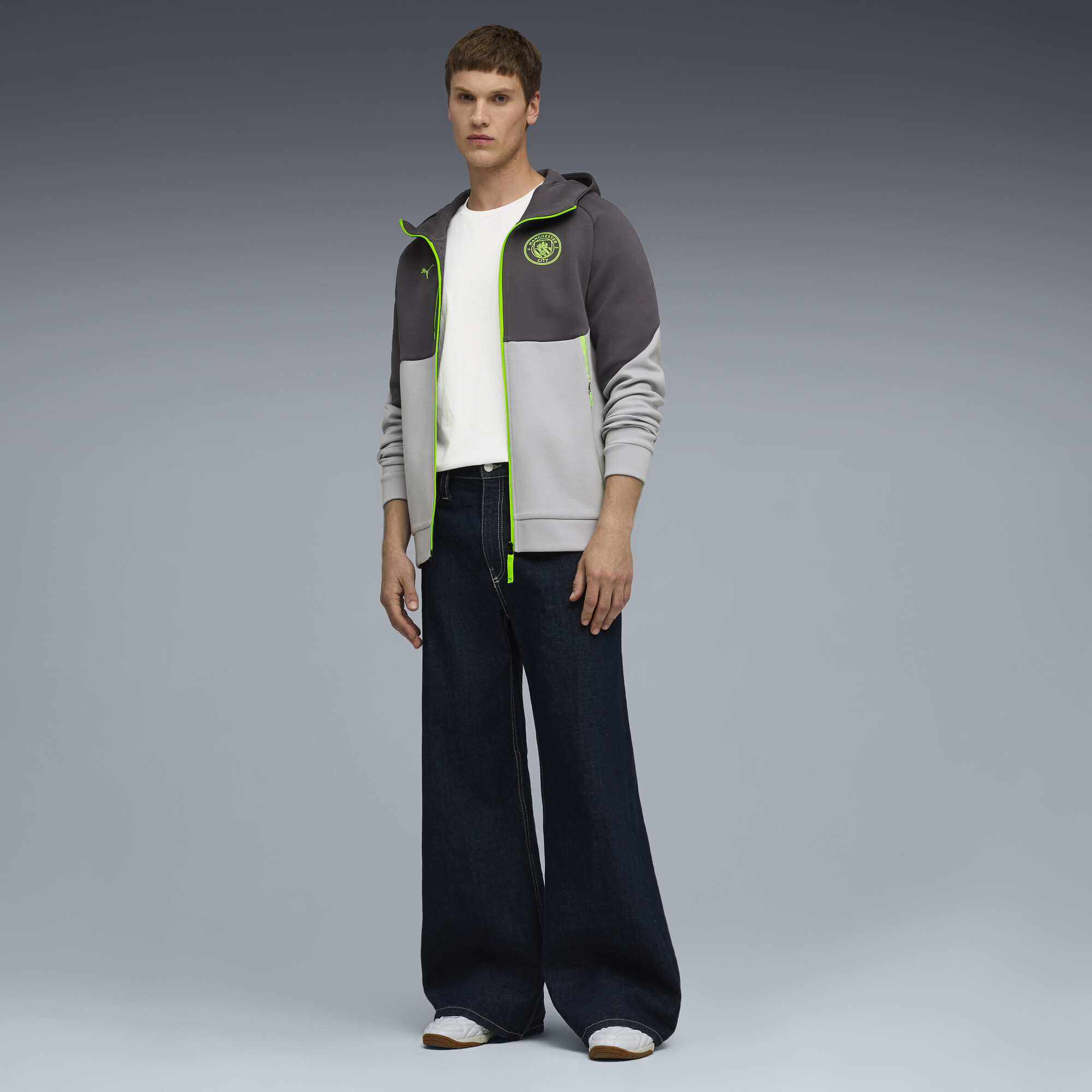 Manchester City PUMATECH hoodie met volledige ritssluiting voor Heren, Groen/Grijs, Maat L thumbnail 4