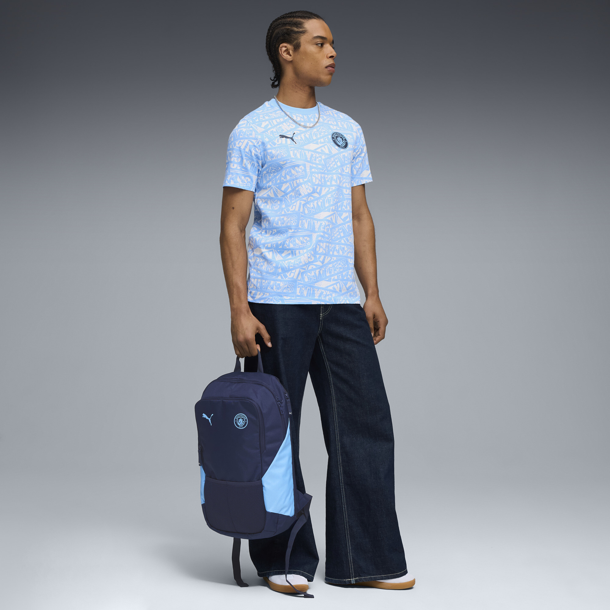 PUMA Manchester City FtblCulture T-shirt met all-over-print voor Heren, Blauw/Wit, Maat L thumbnail 2