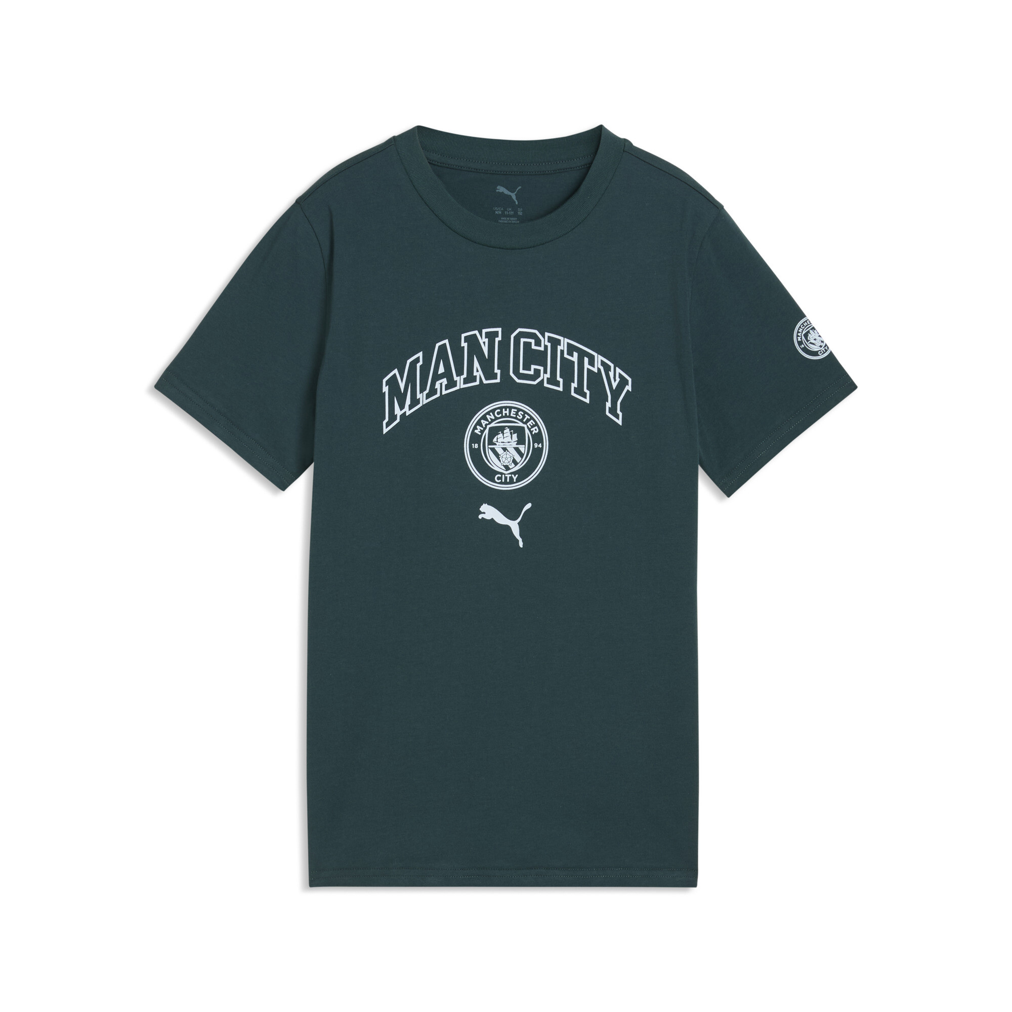 PUMA Manchester City FtblCulture T-shirt, Groen, Maat 7-8Y thumbnail 3