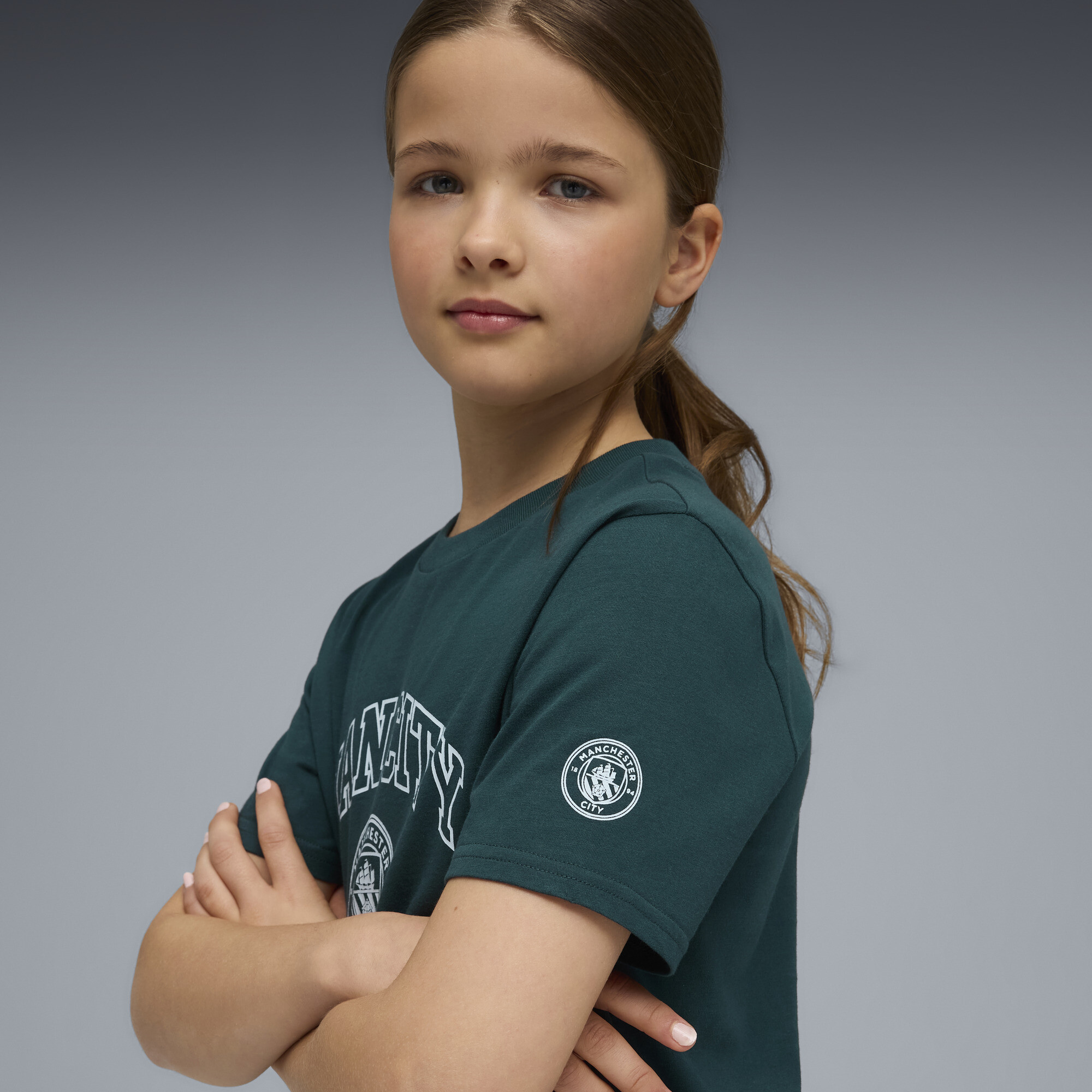 PUMA Manchester City FtblCulture T-shirt, Groen, Maat 7-8Y thumbnail 6