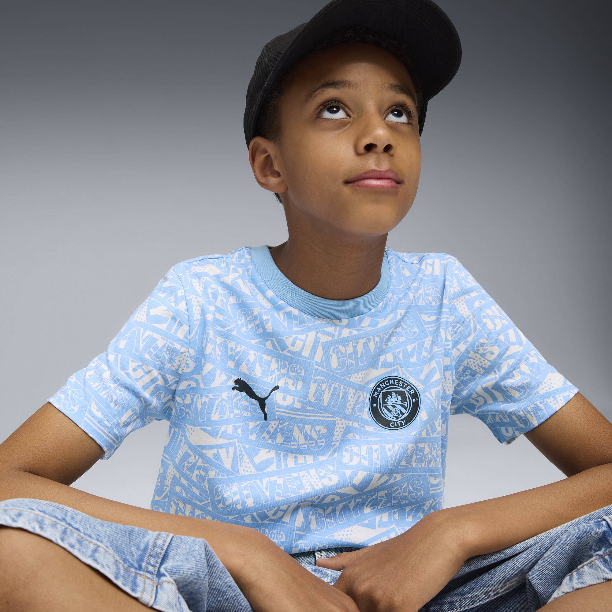 PUMA Manchester City FtblCulture T-shirt met all-over-print voor Heren, Blauw/Wit, Maat 15-16Y thumbnail 6