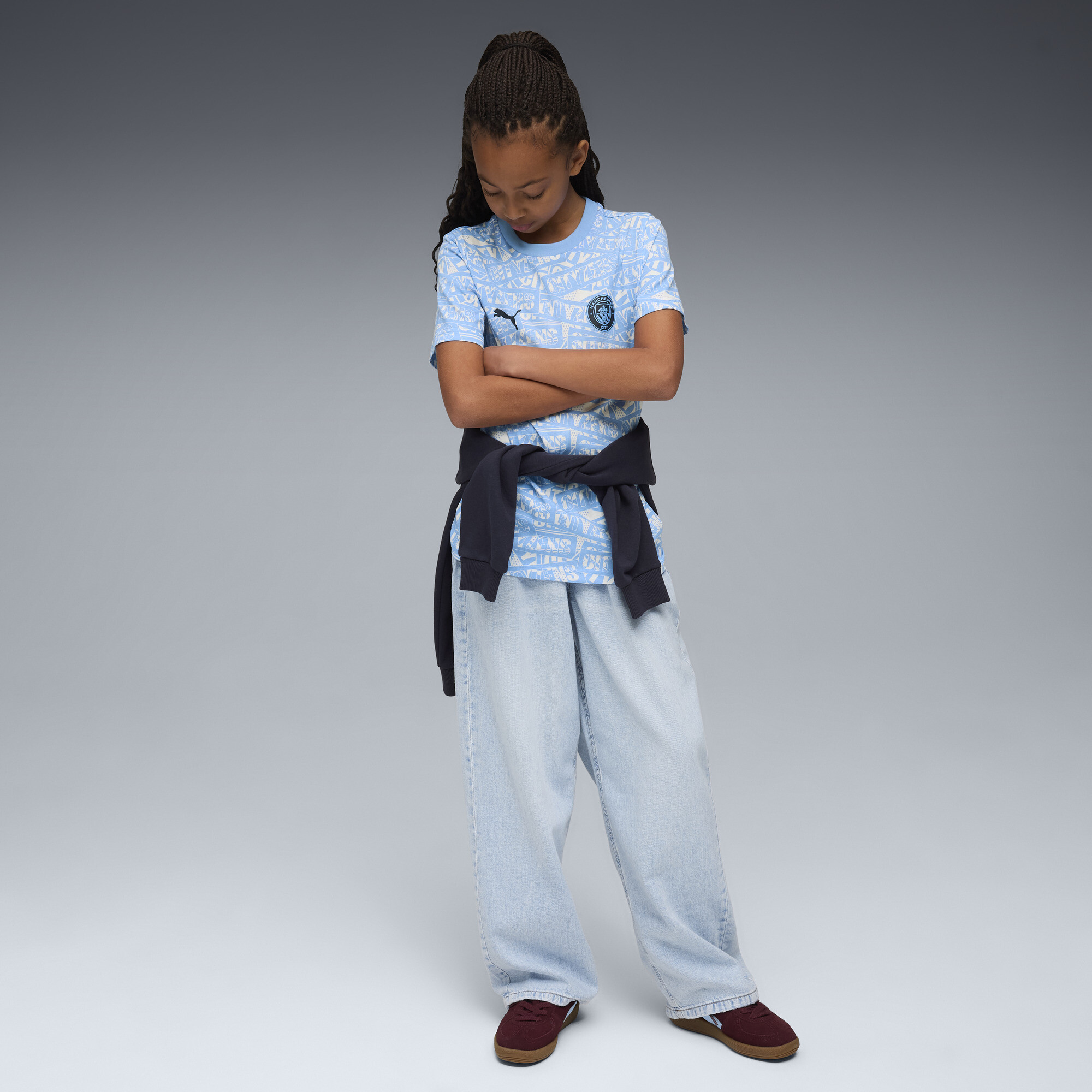 PUMA Manchester City FtblCulture T-shirt met all-over-print voor Heren, Blauw/Wit, Maat 15-16Y thumbnail 5