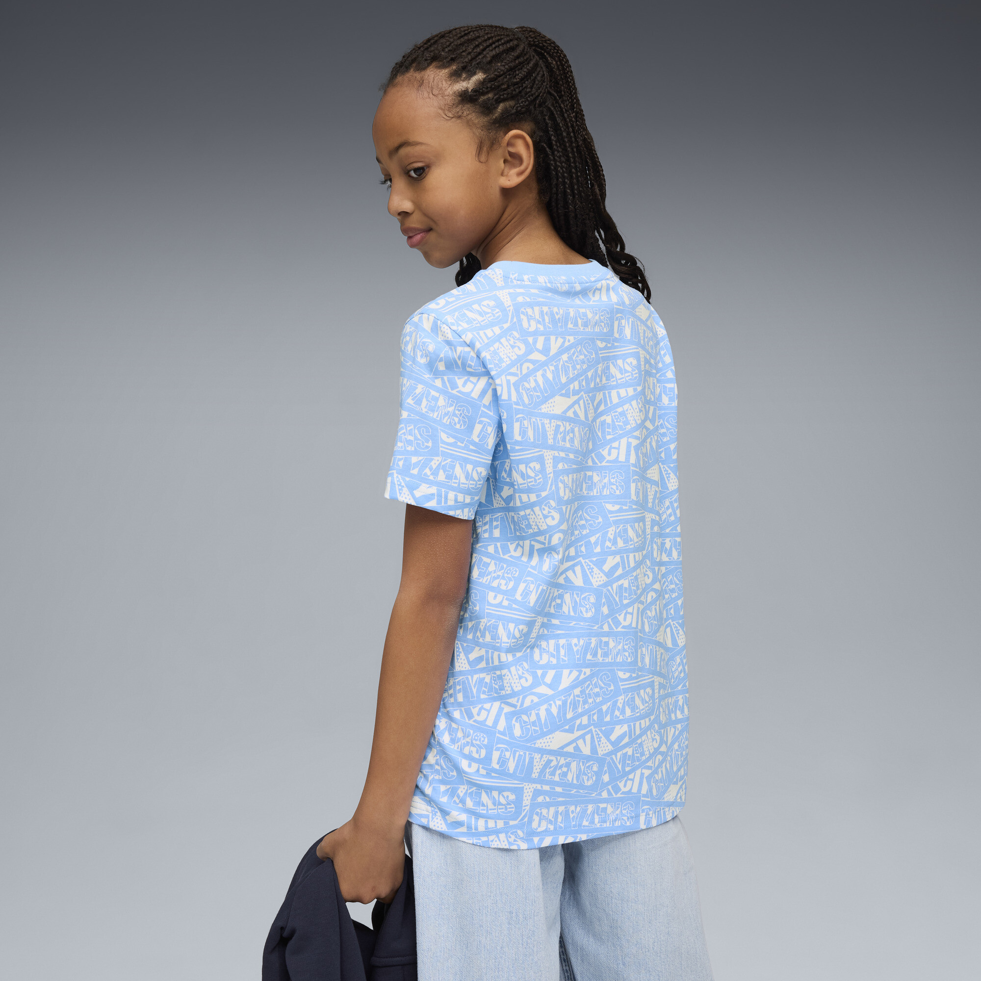 PUMA Manchester City FtblCulture T-shirt met all-over-print voor Heren, Blauw/Wit, Maat 15-16Y thumbnail 4