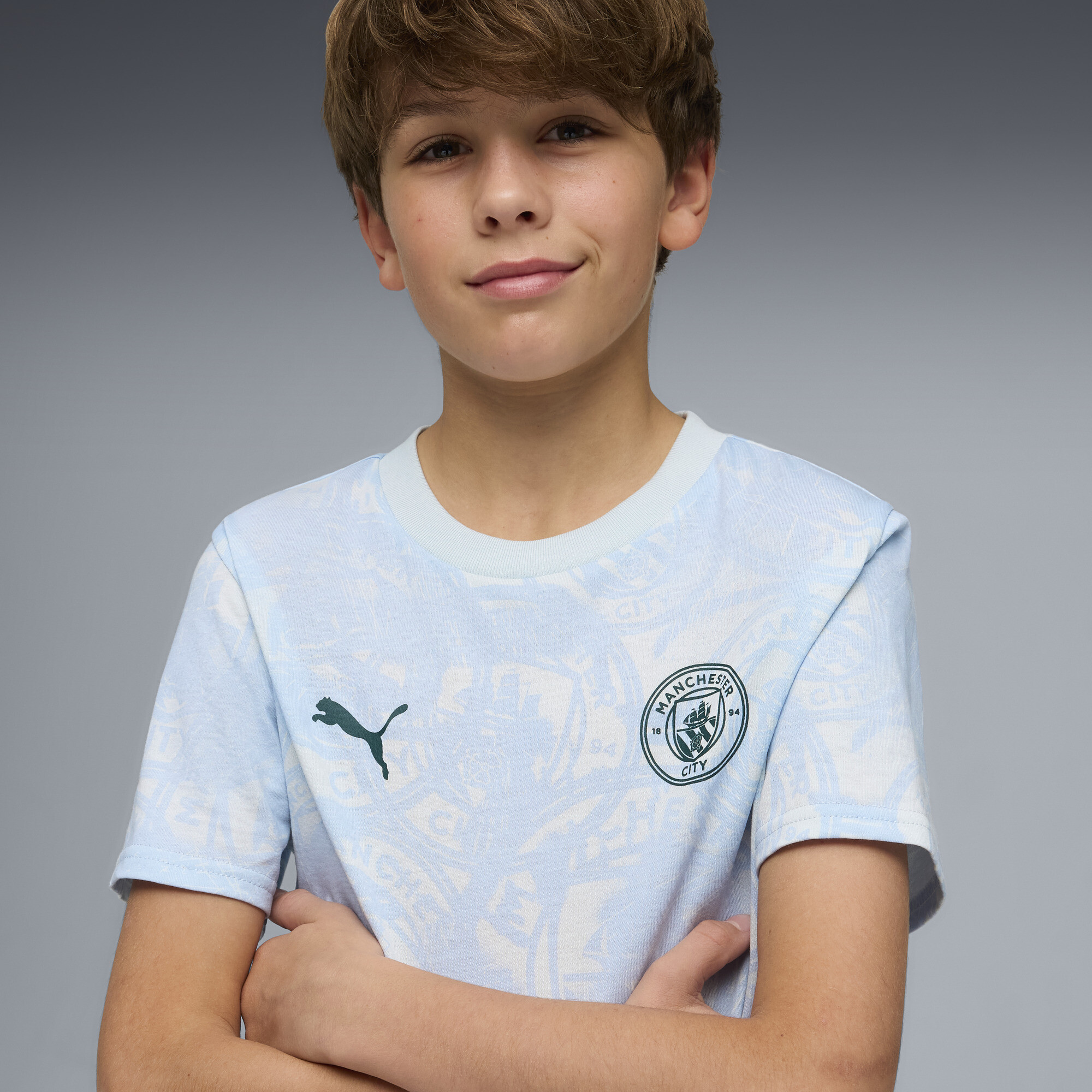 PUMA Manchester City FtblCulture T-shirt met all-over-print voor Heren, Blauw, Maat 7-8Y thumbnail 6