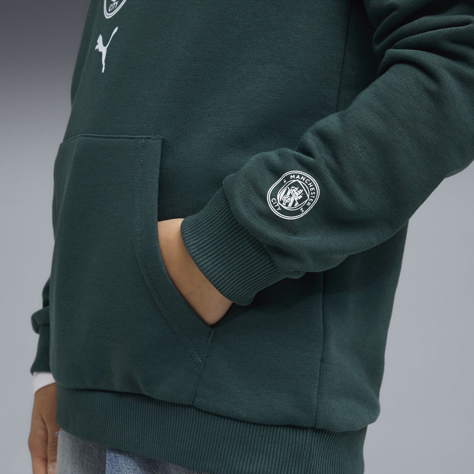 PUMA Manchester City FtblCulture hoodie, Groen, Maat 13-14Y thumbnail 6