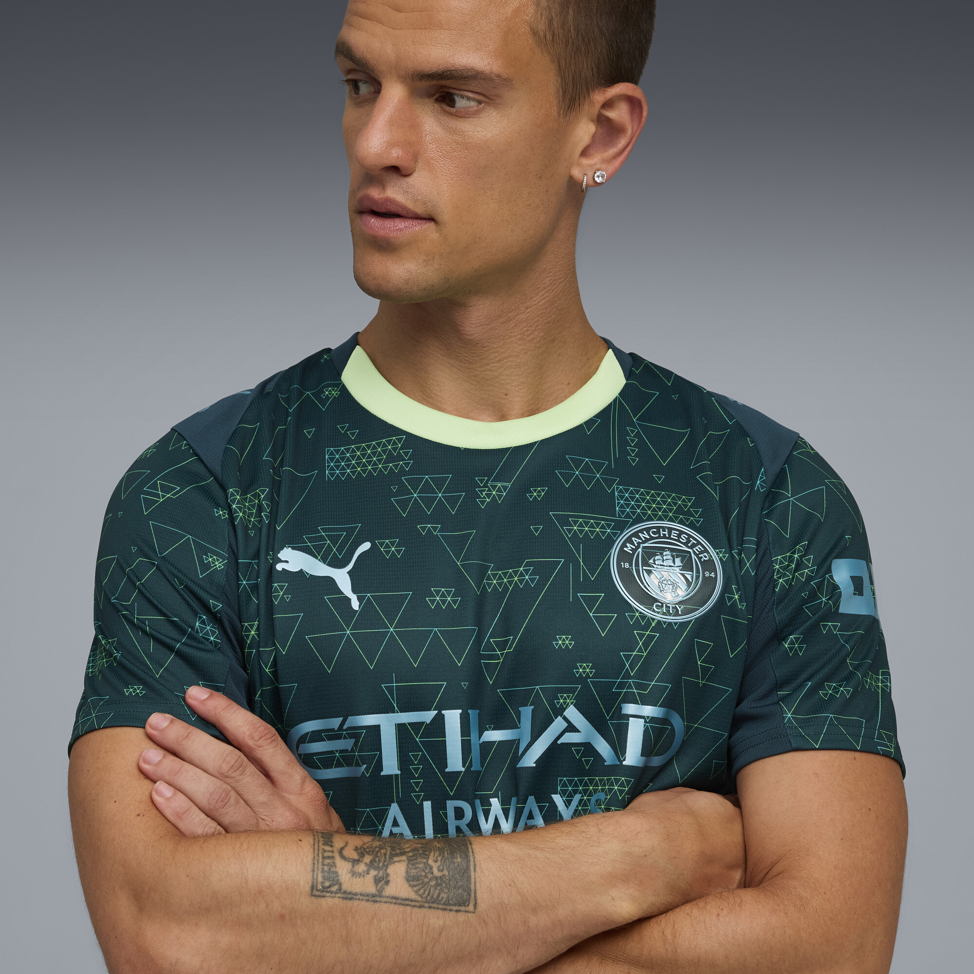PUMA Manchester City 25/26 vierde shirt voor Heren, Groen, Maat XS thumbnail 6