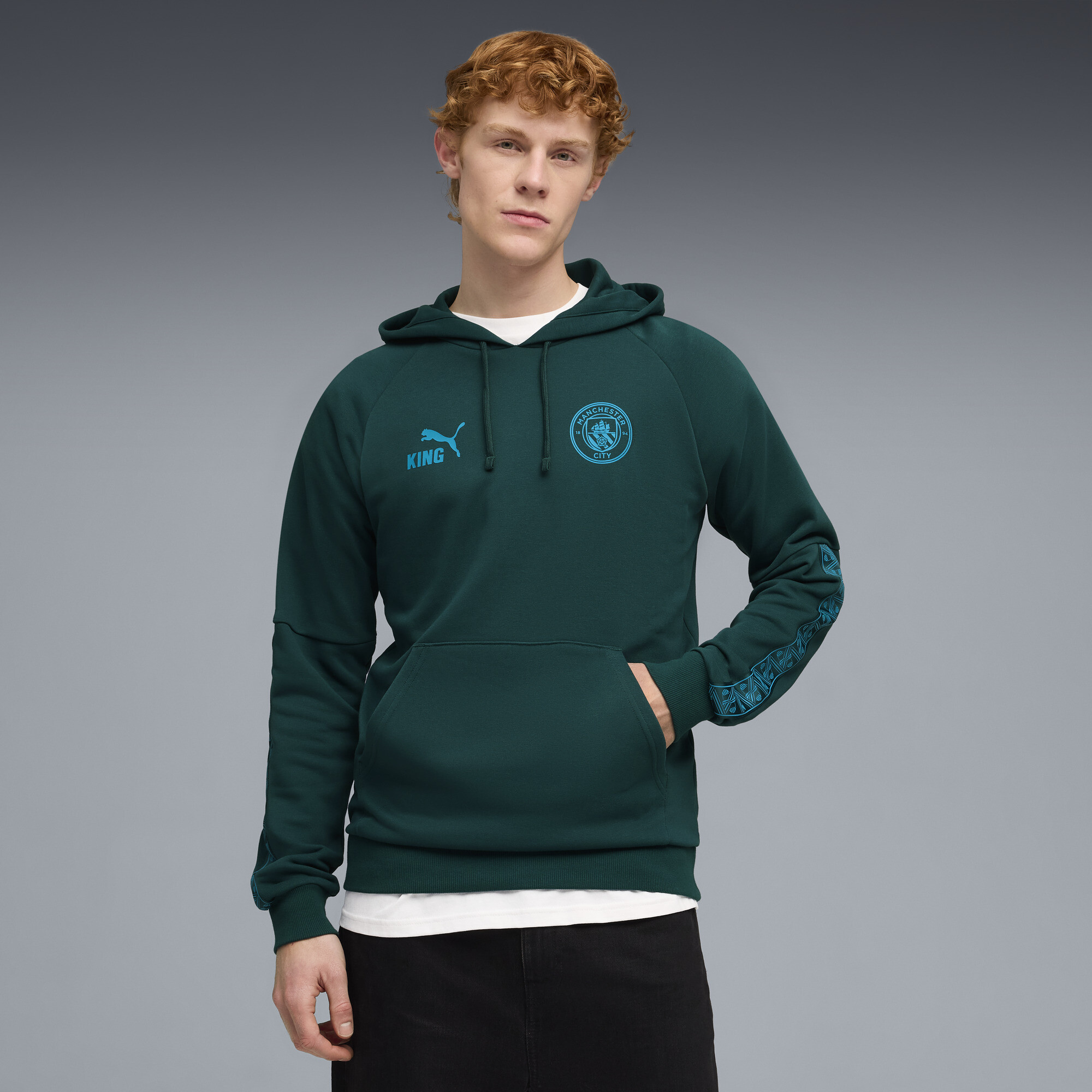 PUMA Manchester City KING hoodie voor Heren, Blauw/Groen, Maat L thumbnail 4