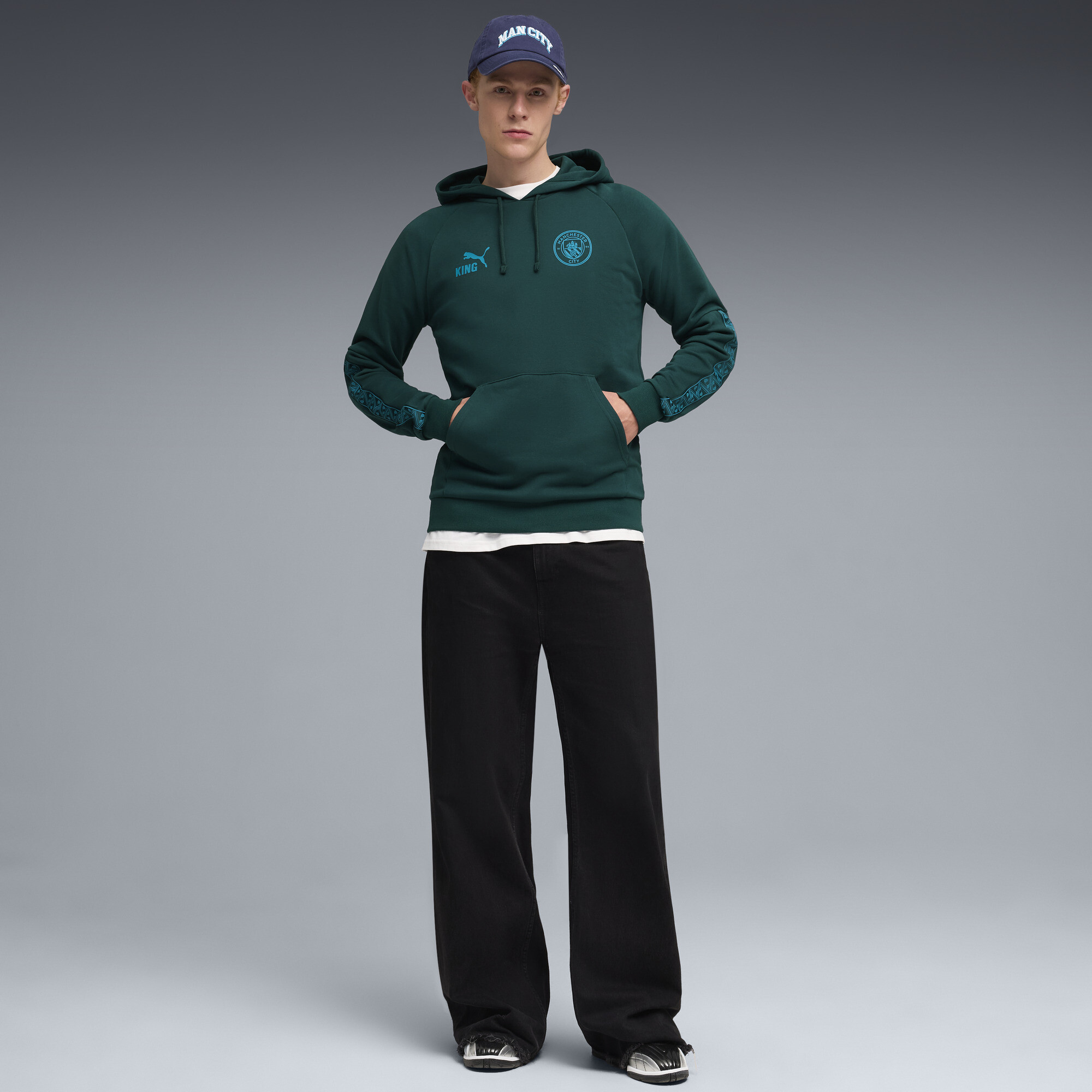 PUMA Manchester City KING hoodie voor Heren, Blauw/Groen, Maat L thumbnail 2