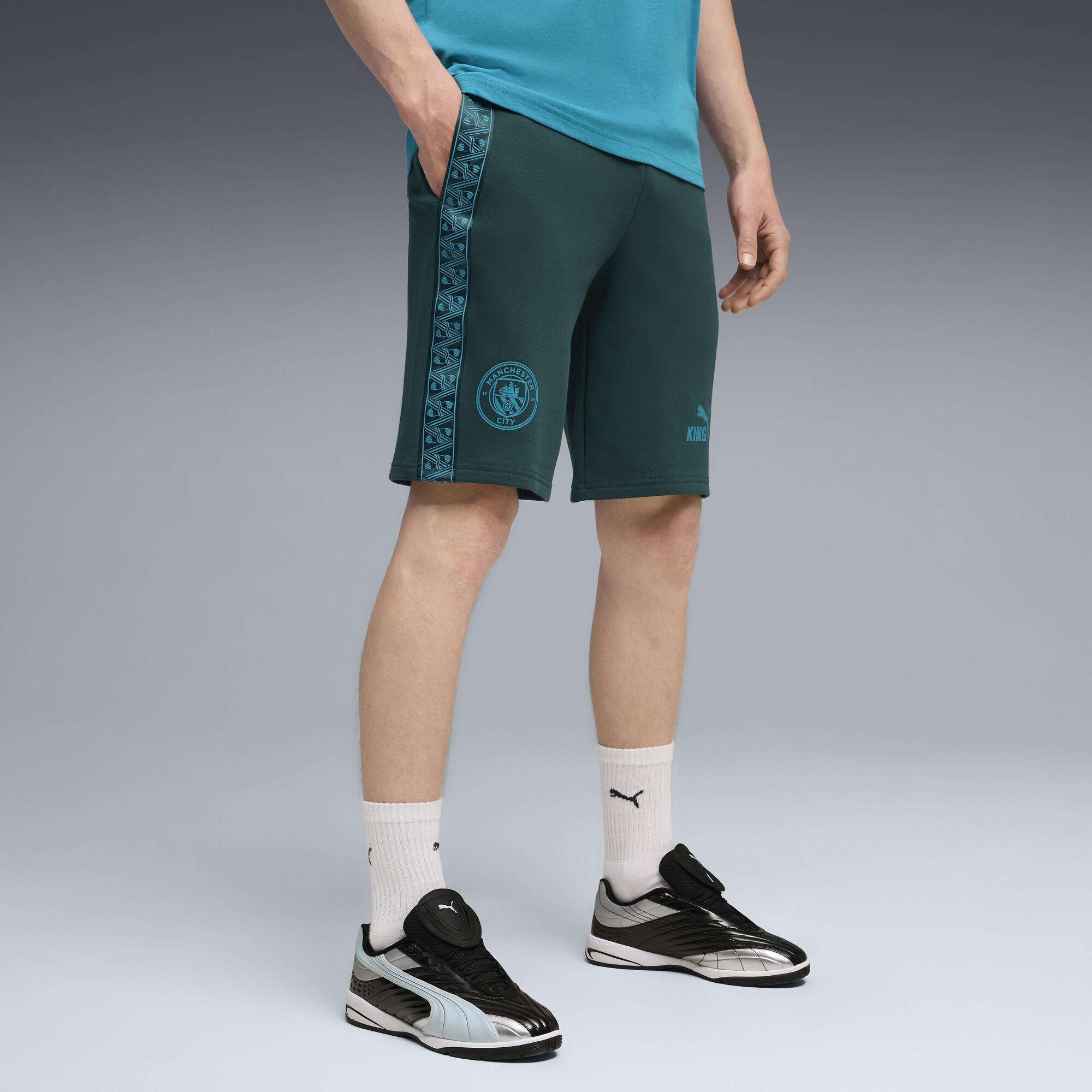 PUMA Manchester City KING sweatshort voor Heren, Blauw/Groen, Maat XXL thumbnail 4