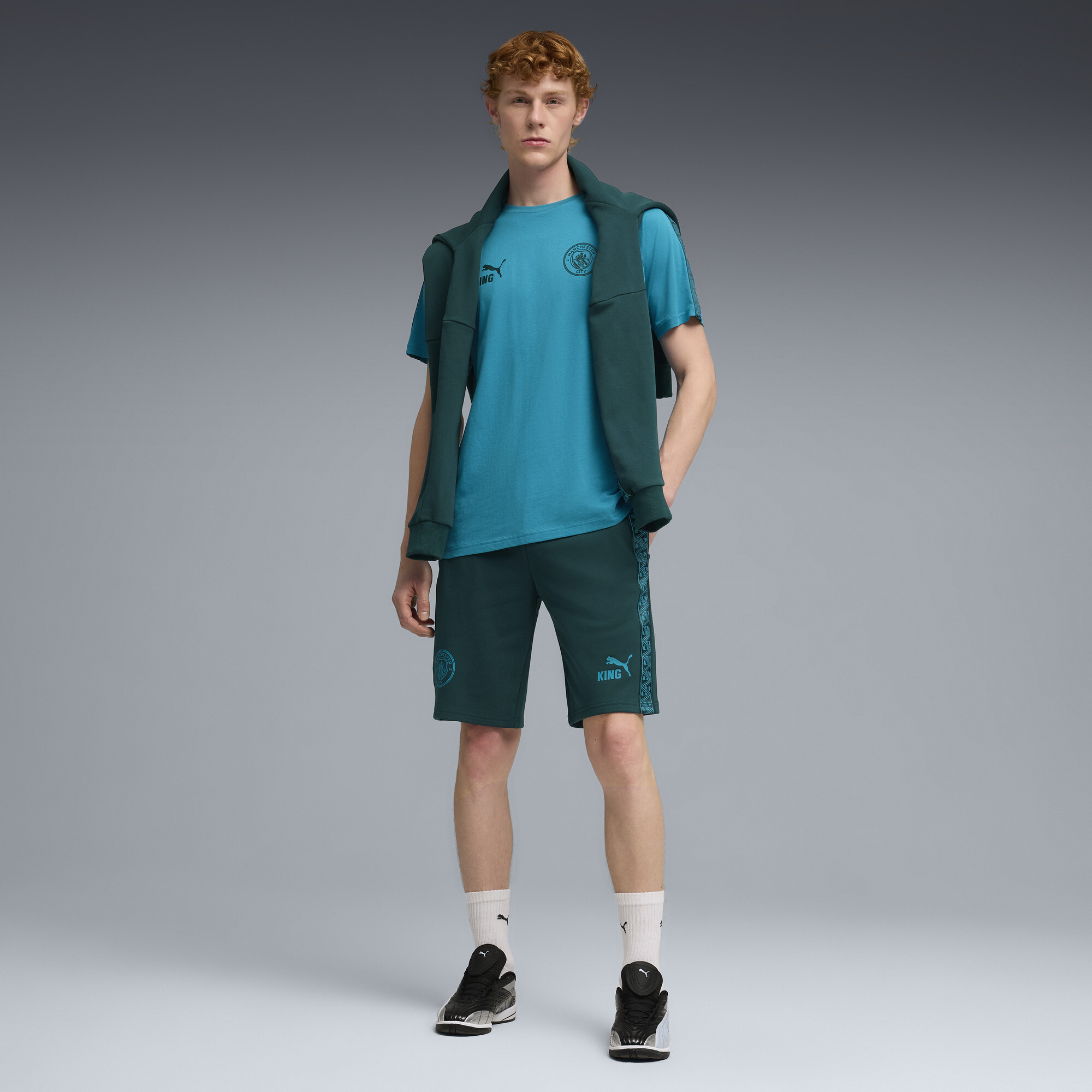 PUMA Manchester City KING sweatshort voor Heren, Blauw/Groen, Maat XXL thumbnail 2