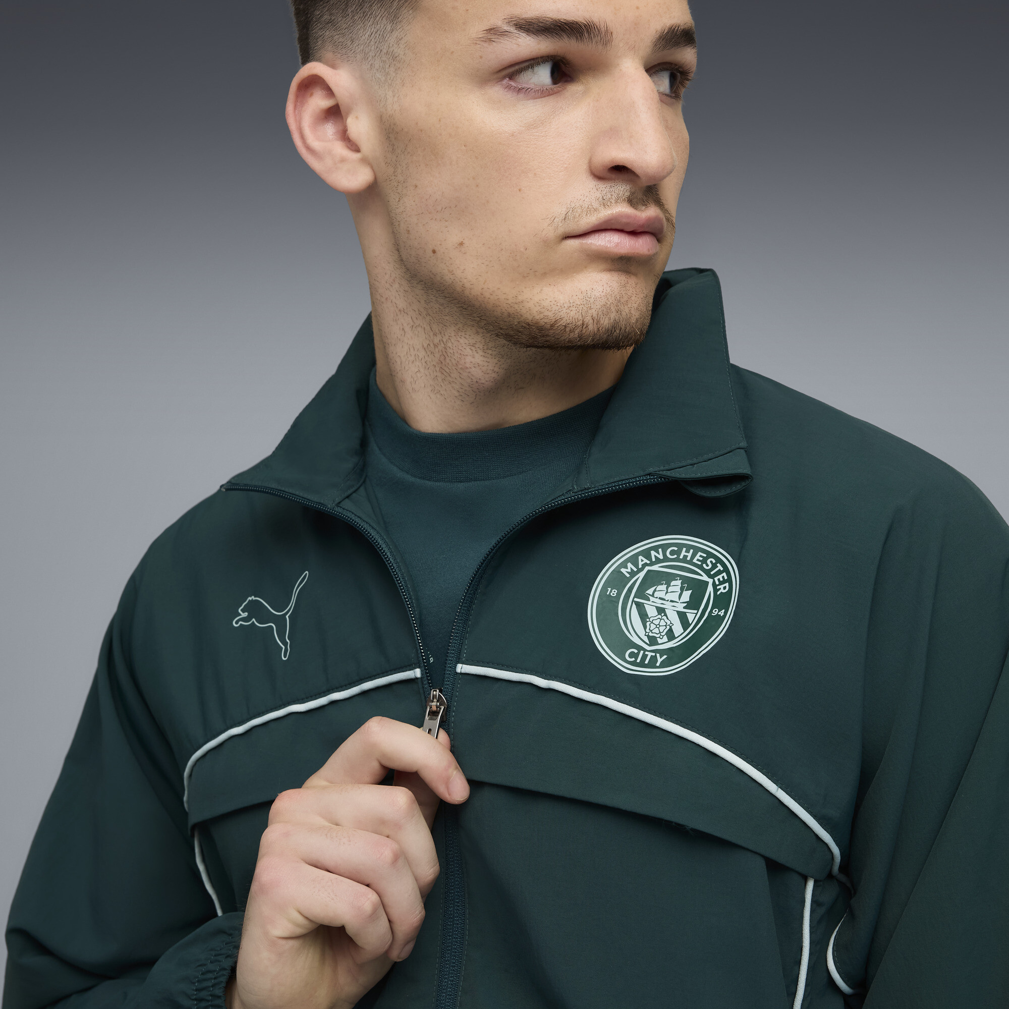 PUMA Manchester City FtblStatement Cellerator jack voor Heren, Groen, Maat XS thumbnail 7