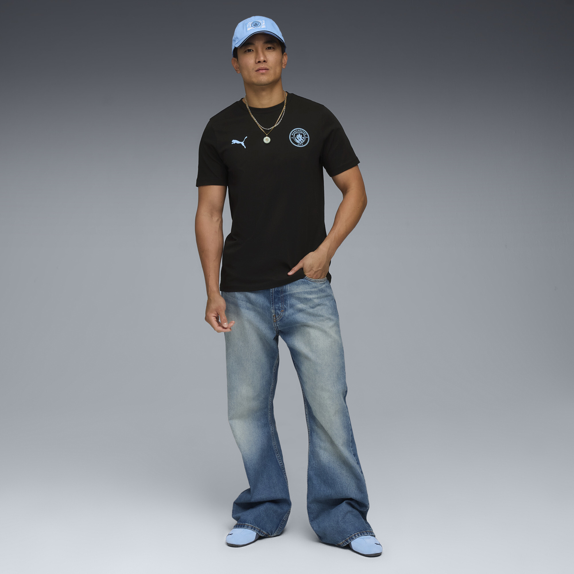 PUMA Manchester City FtblEssentials T-shirt voor Heren, Blauw/Zwart, Maat XL thumbnail 4