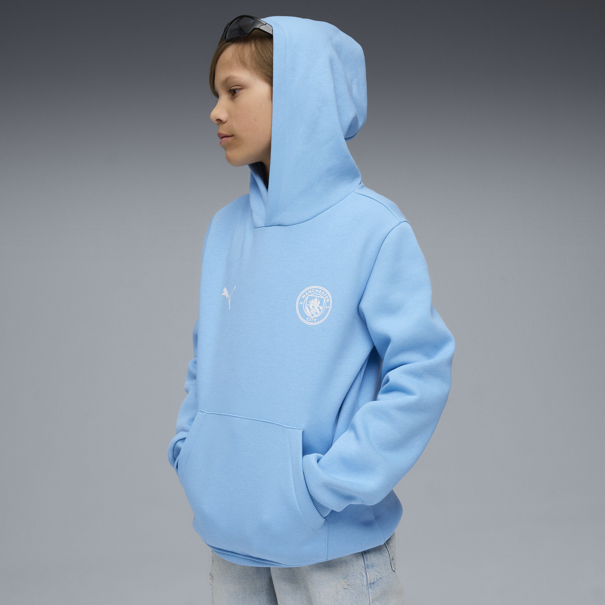 Puma Manchester City Ftblessentials Hoodie Big Kids