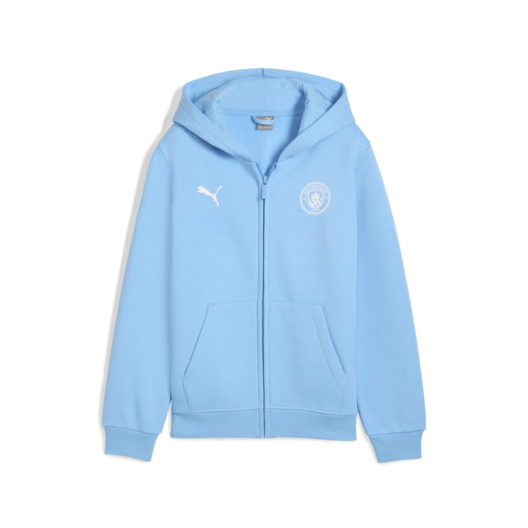 PUMA Manchester City FtblEssentials jack met capuchon, Blauw/Wit, Maat 13-14Y thumbnail 3