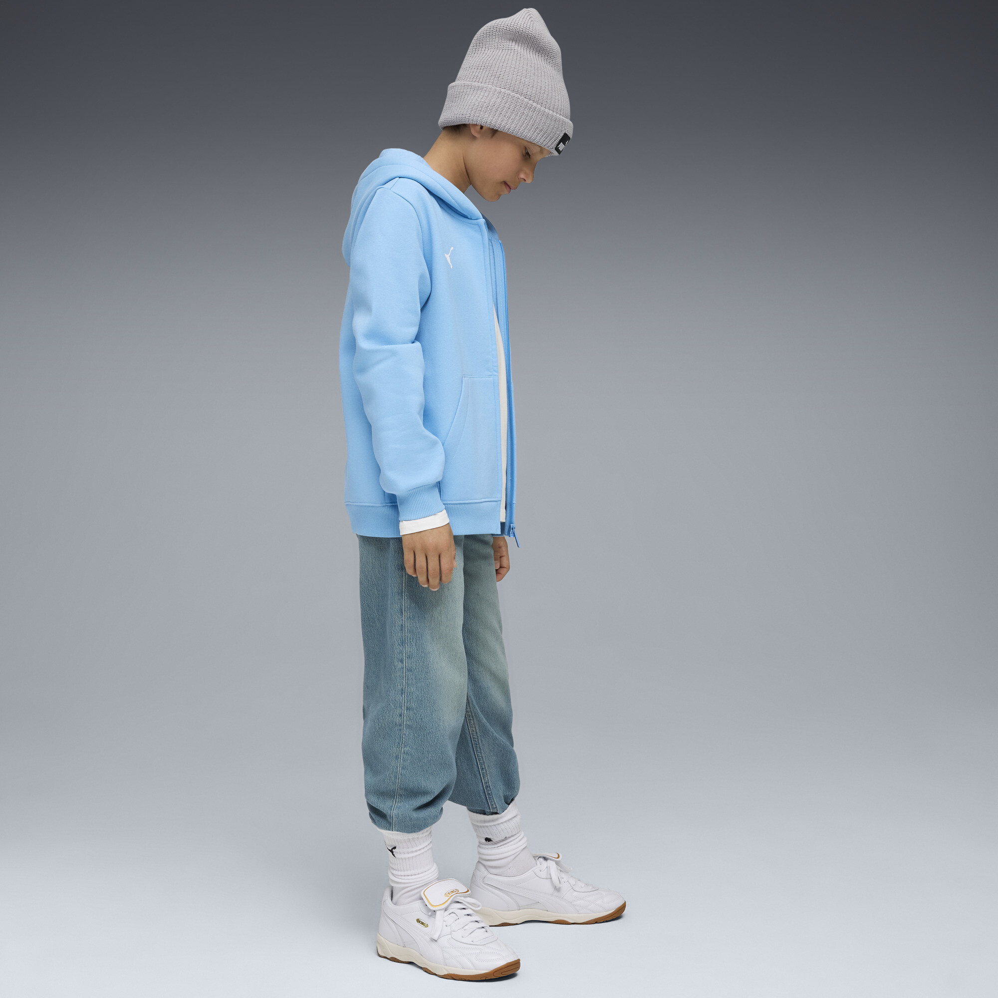 PUMA Manchester City FtblEssentials jack met capuchon, Blauw/Wit, Maat 13-14Y thumbnail 5