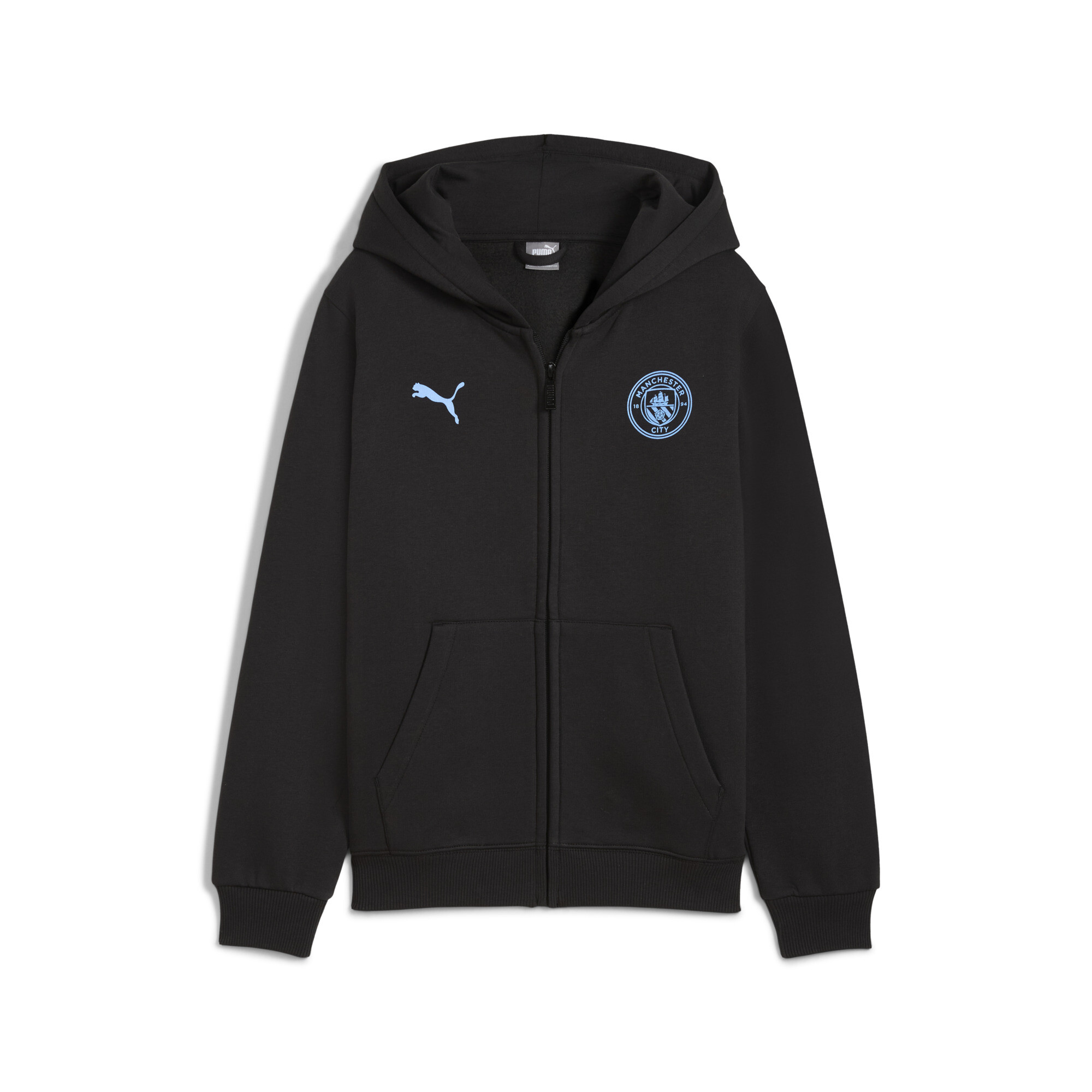 PUMA Manchester City FtblEssentials jack met capuchon, Blauw/Zwart, Maat 7-8Y thumbnail 3