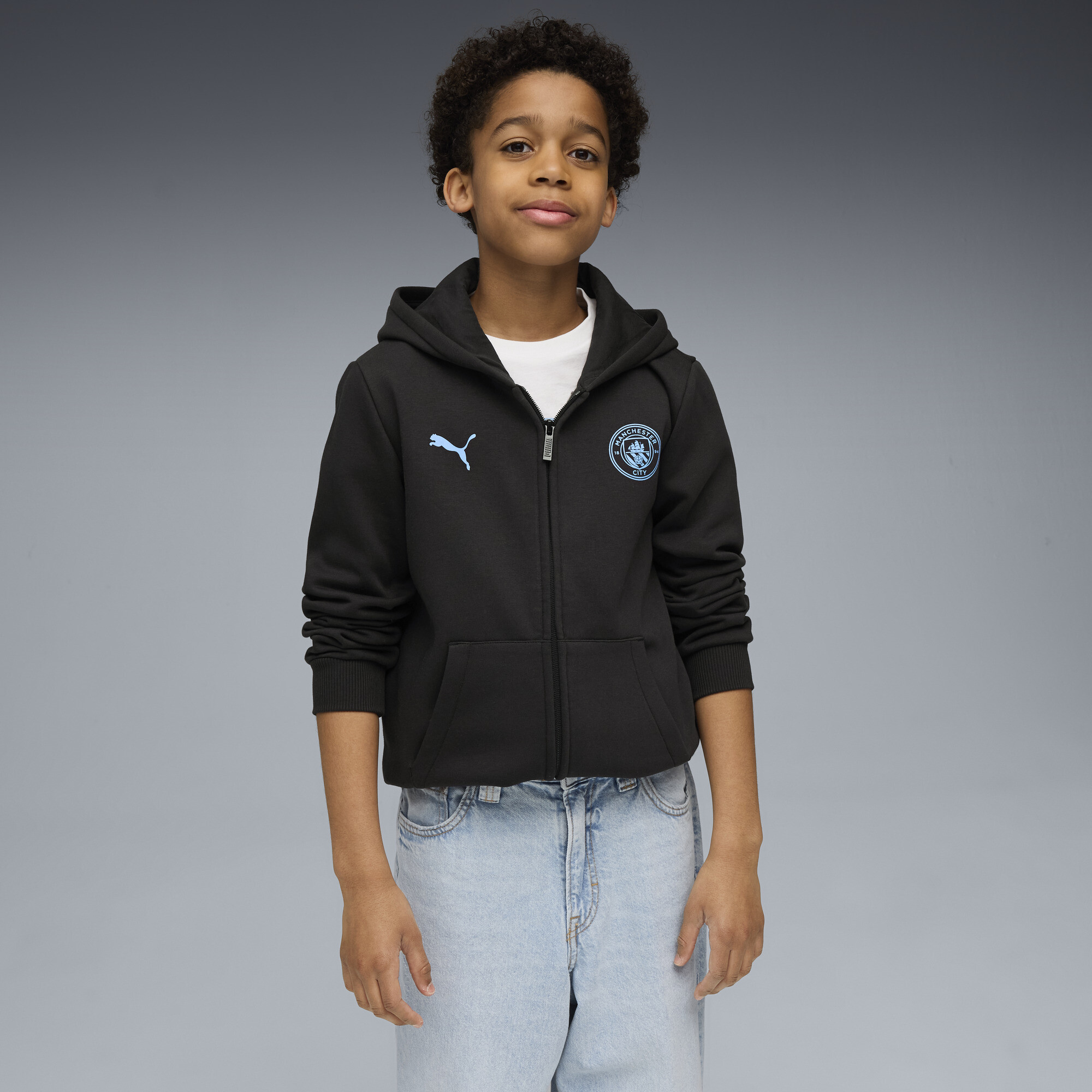 Puma Manchester City Ftblessentials Hooded Jacket Big Kids