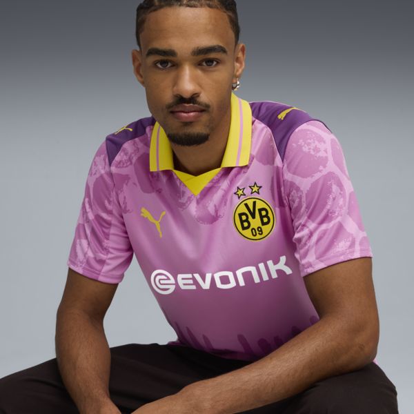 KIDSUPER x BORUSSIA DORTMUND Jersey Men, Mauve Pop-Faster Yellow, large-ZAF