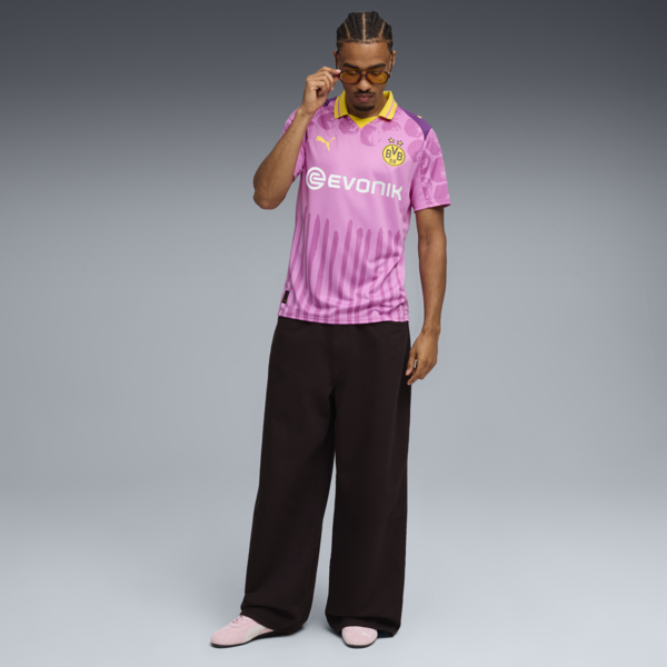 KIDSUPER x BORUSSIA DORTMUND Jersey Men, Mauve Pop-Faster Yellow, large-ZAF