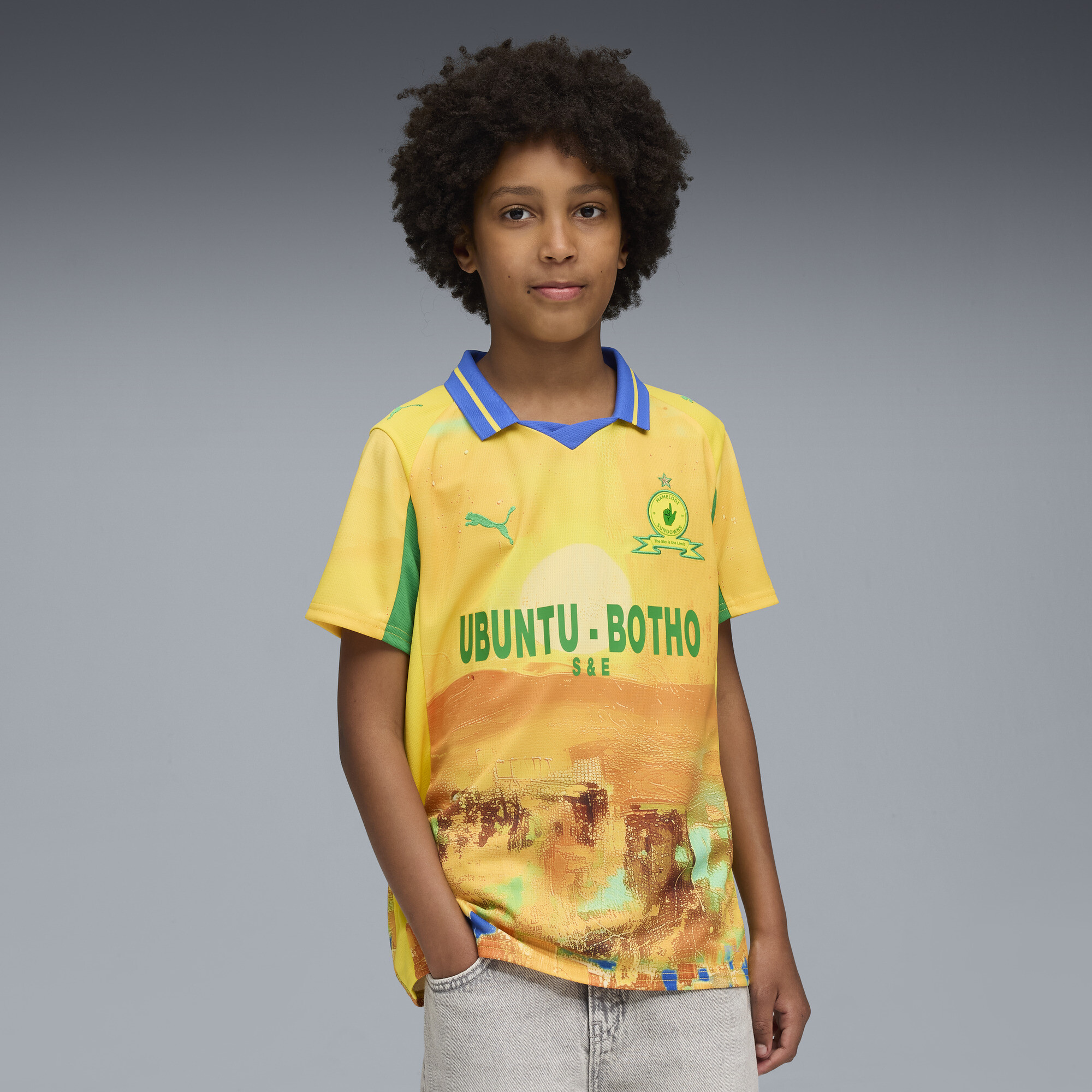 Puma KIDSUPER x MAMELODI SUNDOWNS Trikot Teenager Für Für Kinder | Mit Print | Pelé Yellow/Fast Green | Größe: 9-10Y