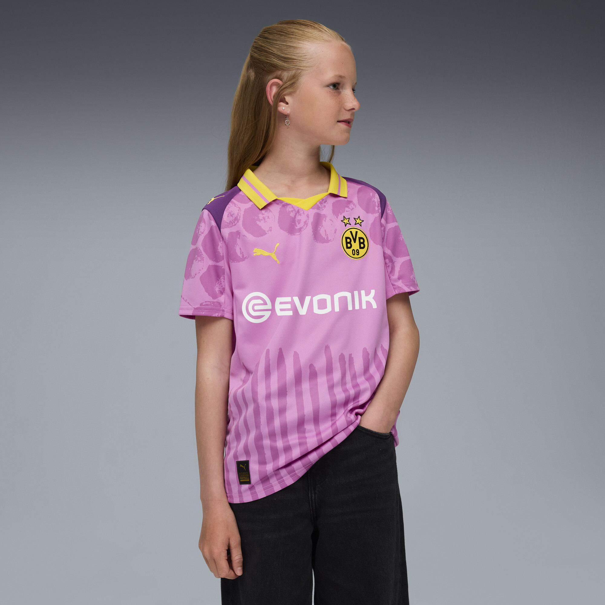 Puma KIDSUPER x BORUSSIA DORTMUND Trikot Teenager Für Herren Für Damen Für Kinder | Mit Print | Mauve Pop/Faster Yellow ...