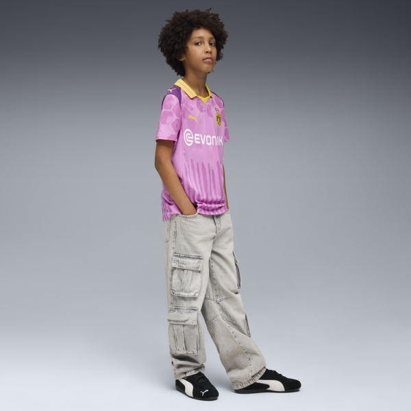 KIDSUPER x BORUSSIA DORTMUND Jersey Youth, Mauve Pop-Faster Yellow, large-MEX