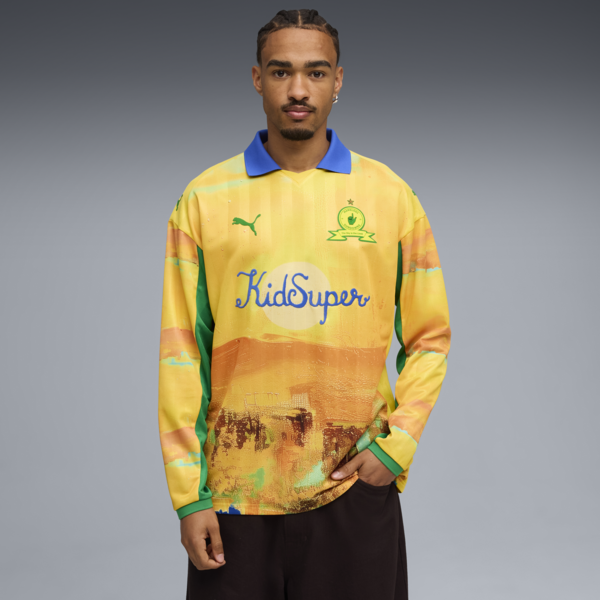 KIDSUPER x MAMELODI SUNDOWNS Retro Shirt Men, Pelé Yellow-Fast Green, large-ZAF
