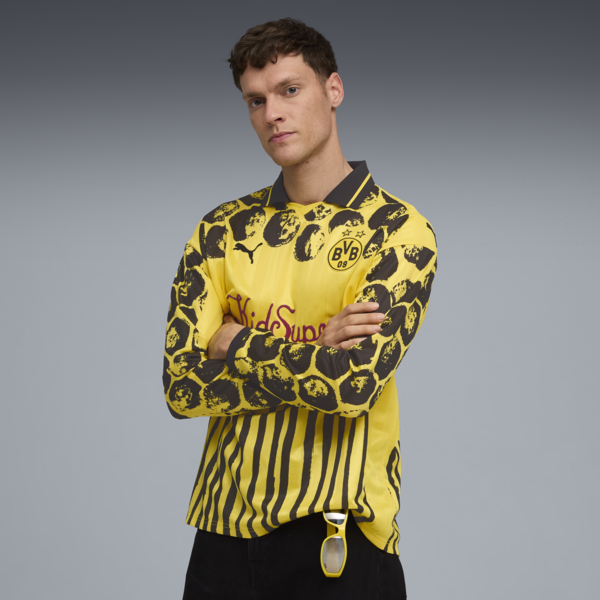 Camiseta retro KID SUPER x BORUSSIA DORTMUND para hombre, Faster Yellow-PUMA Black, large-MEX